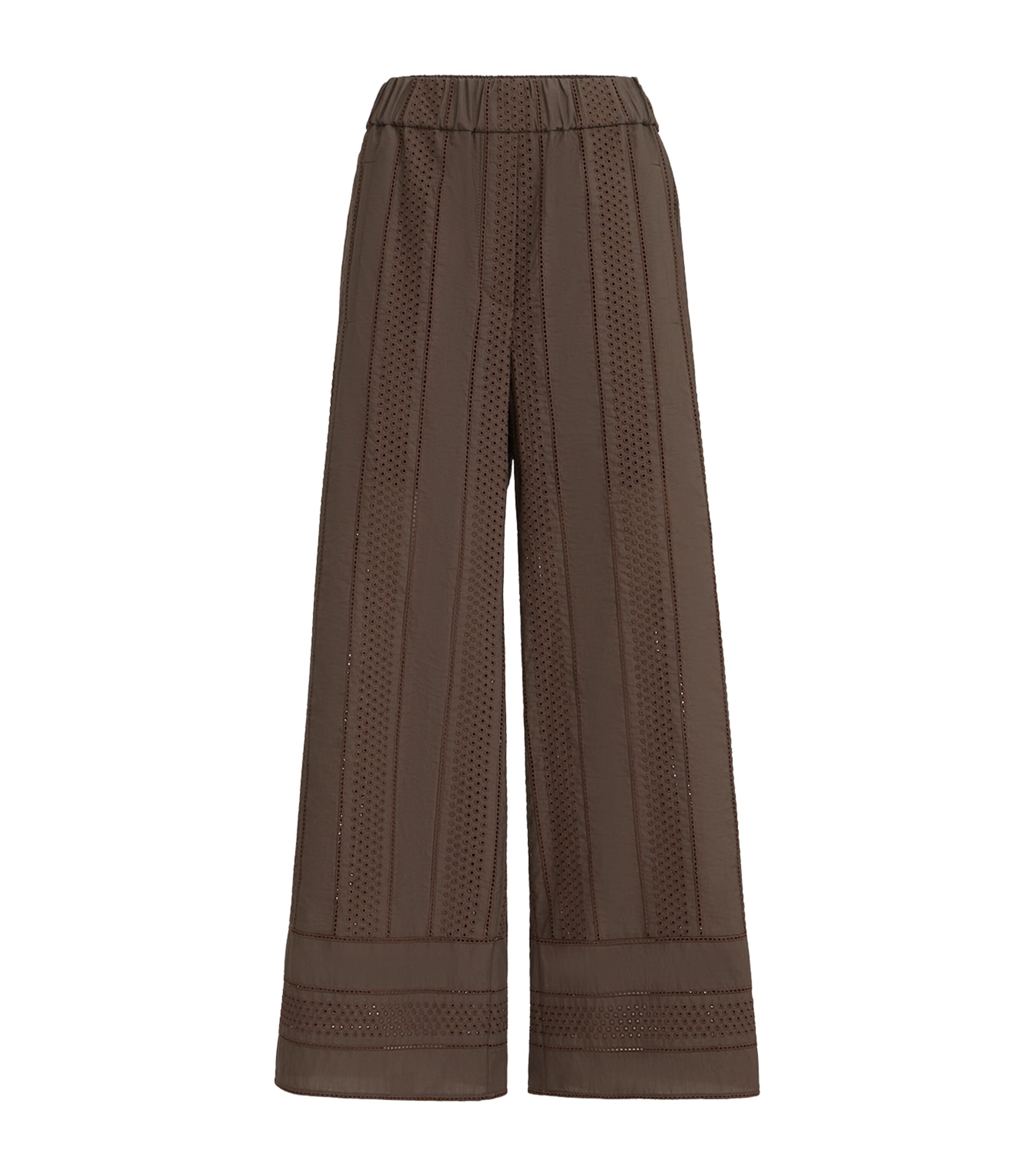 Brunello Cucinelli Womens Techno Cotton Broderie Anglaise Trousers Image 1