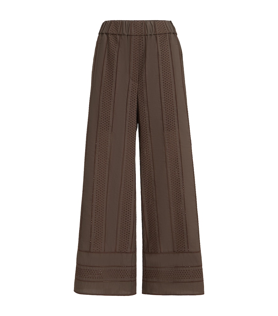 Brunello Cucinelli Womens Techno Cotton Broderie Anglaise Trousers Image 1