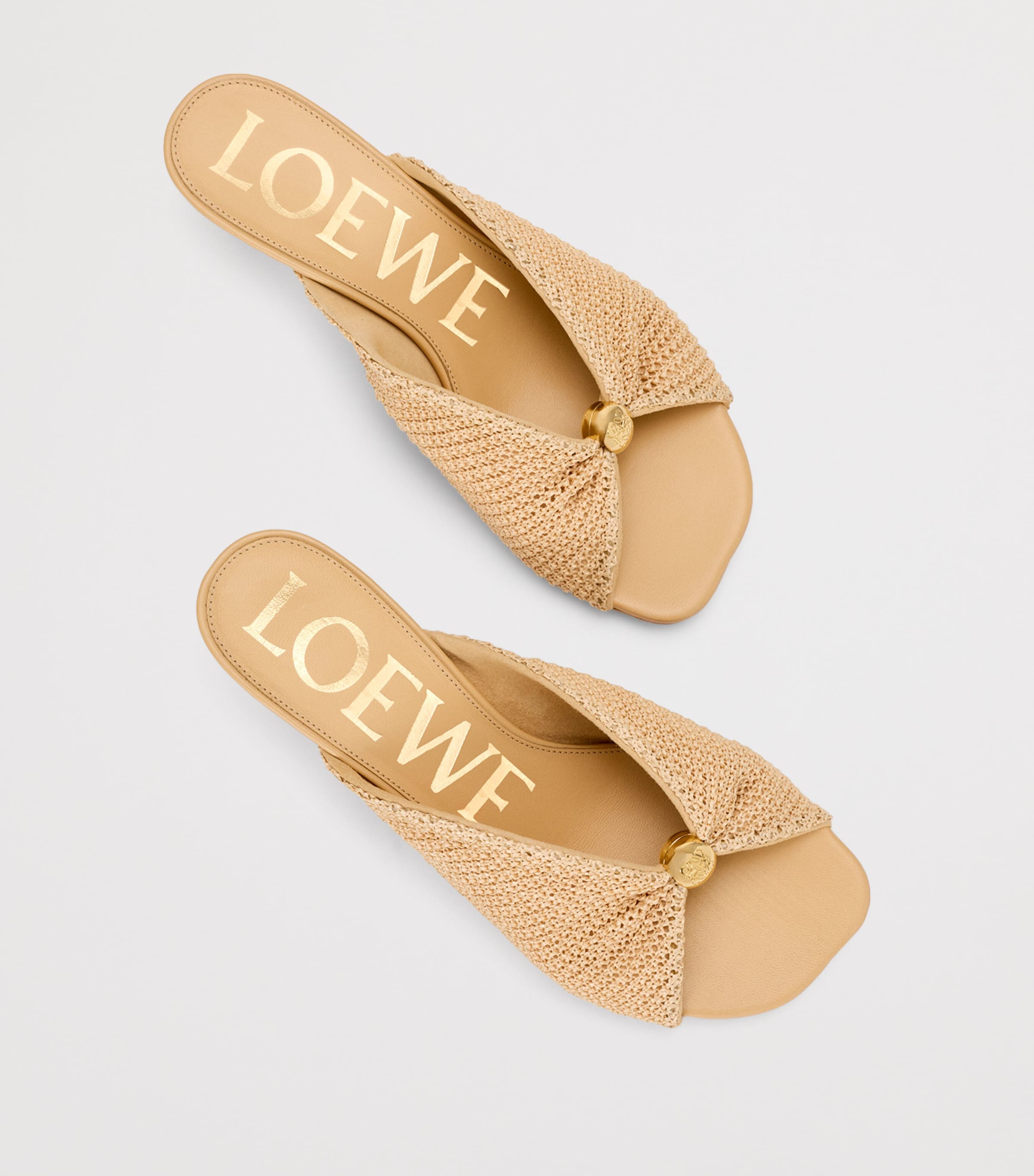 LOEWE x Paula's Ibiza Woven Pebble Heeled Sandals 45 Natural Image 3