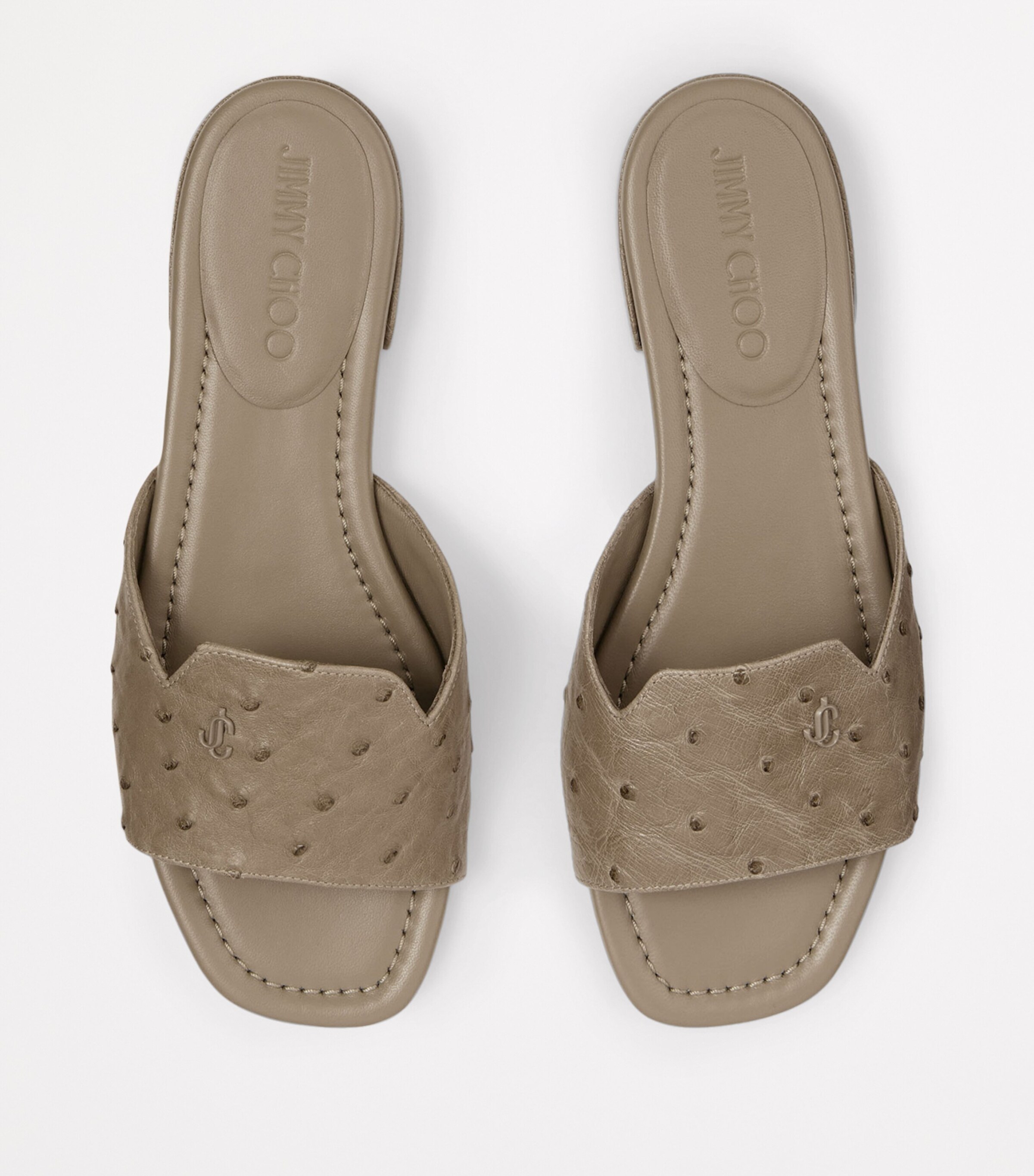 Ostrich Leather Dina Sandals TAUPE Image 2