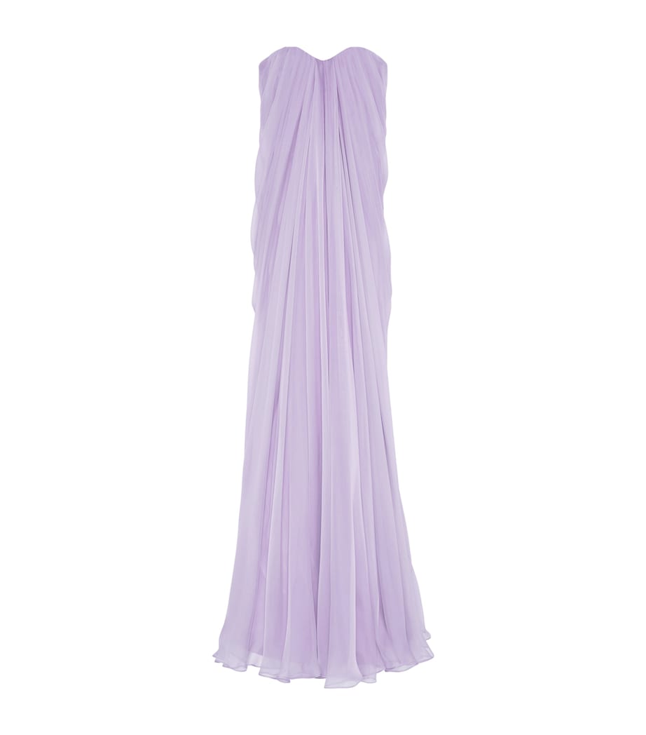 McQueen Womens Silk Pleated Strapless Gown Image 1