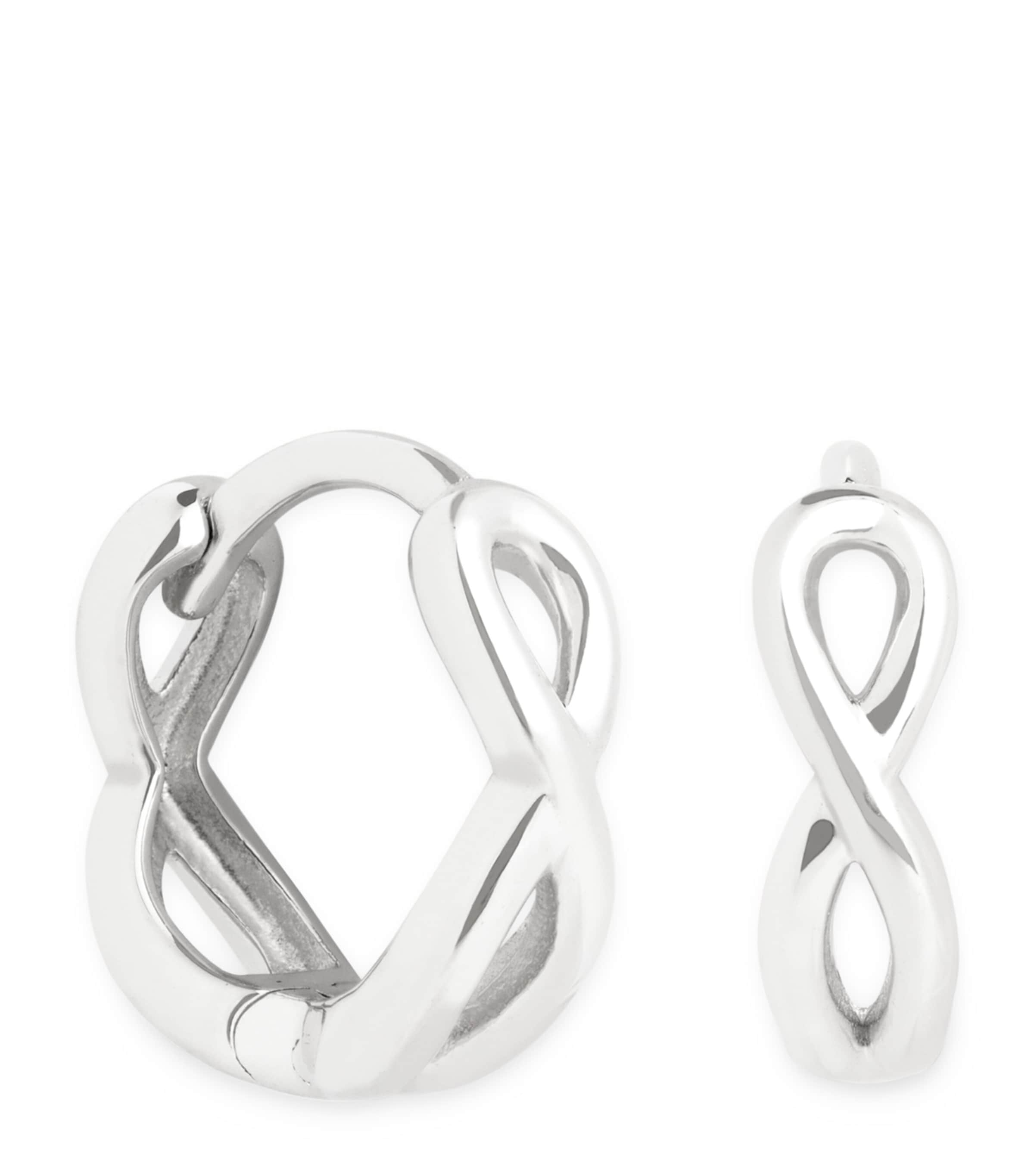 Shop Astrid & Miyu White Gold Infinity Huggie Earrings In Silver