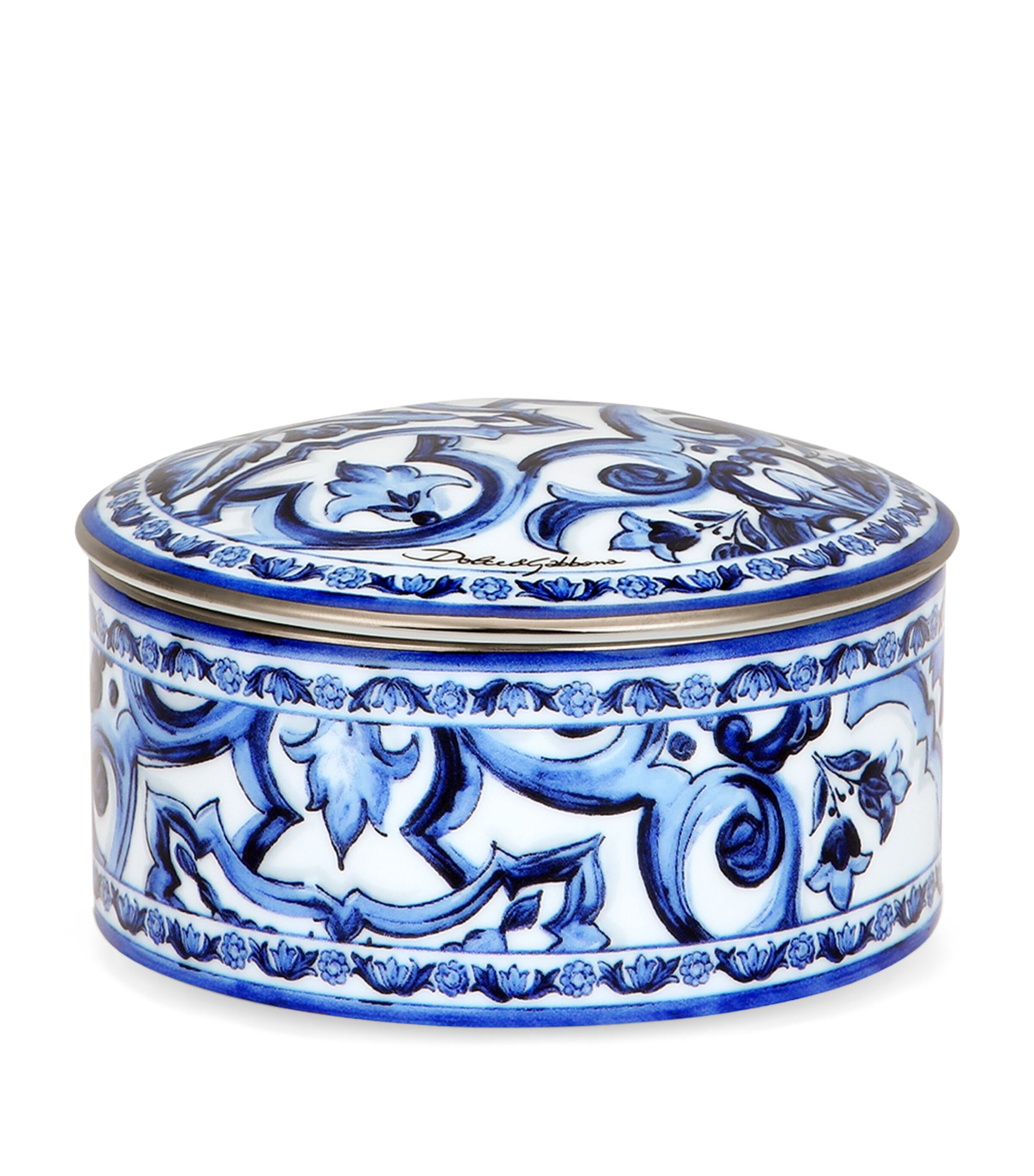 Dolce&Gabbana Casa Porcelain Blu Mediterraneo Trinket Box Fiore Pic.blu Image 2