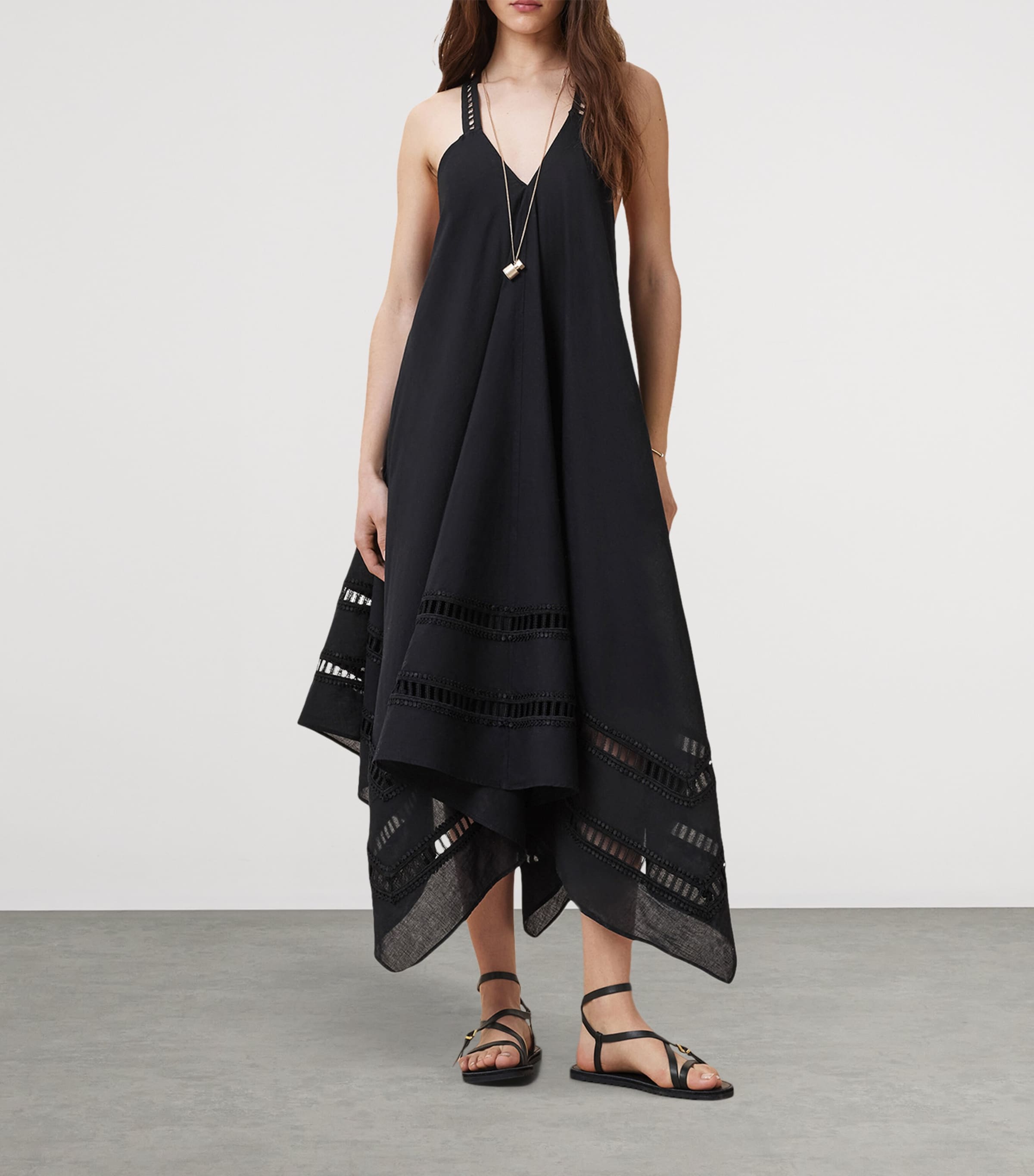 AllSaints Womens Cotton Lil Midi Dress Black Image 2
