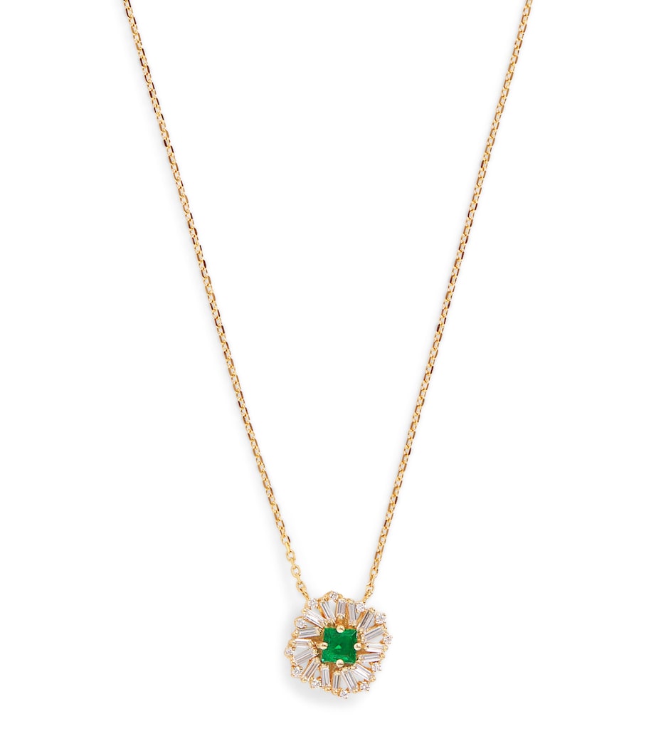 Suzanne Kalan Yellow Gold, Diamond and Emerald Princess Flower Necklace Yg/emer Image 1