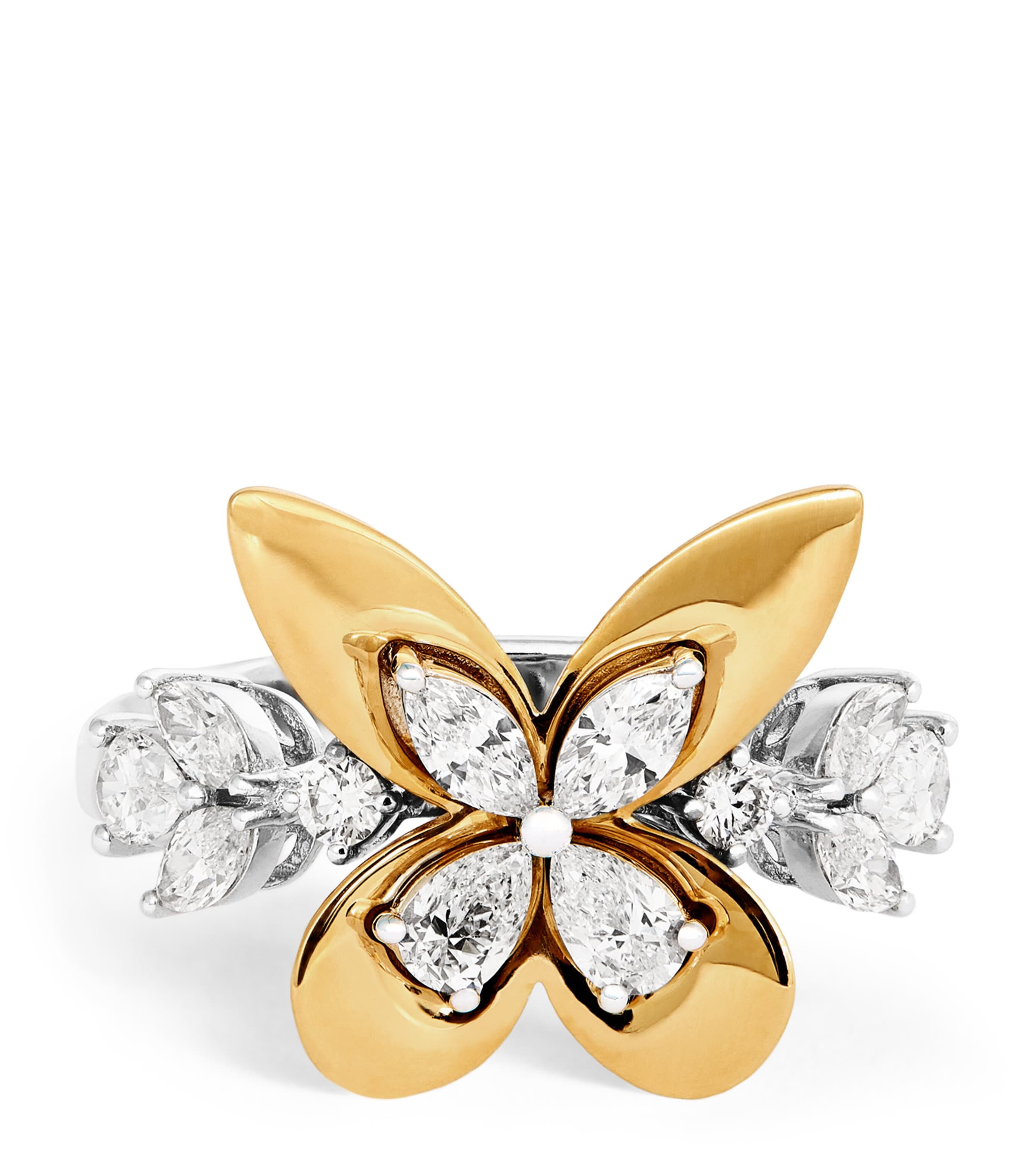 Yeprem Yellow Gold And Diamond Butterfly Ring In Gold
