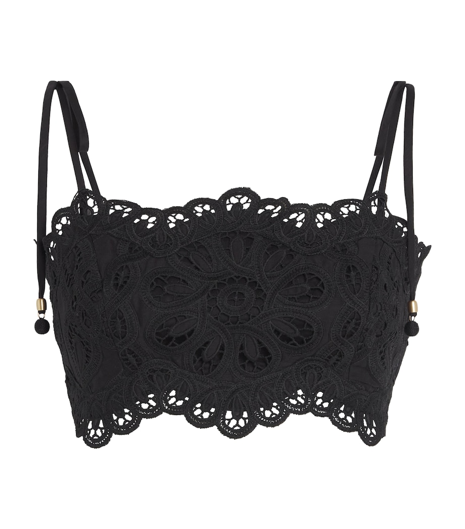 Cotton Rhiannon Embroidered Crop Top BLK/BLACK Image 1