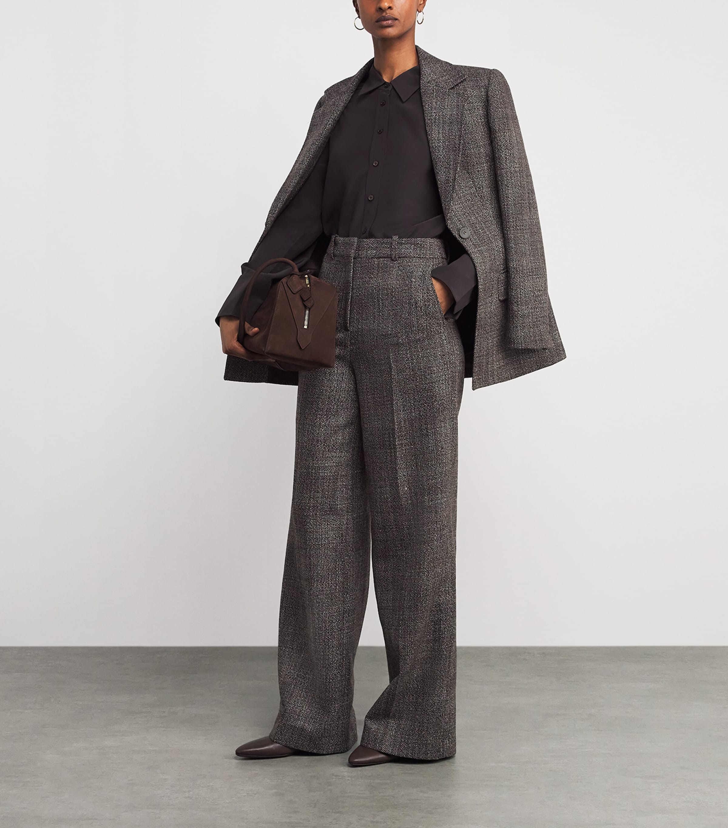 Virgin Wool Hawley Straight Trousers COCOA Image 2