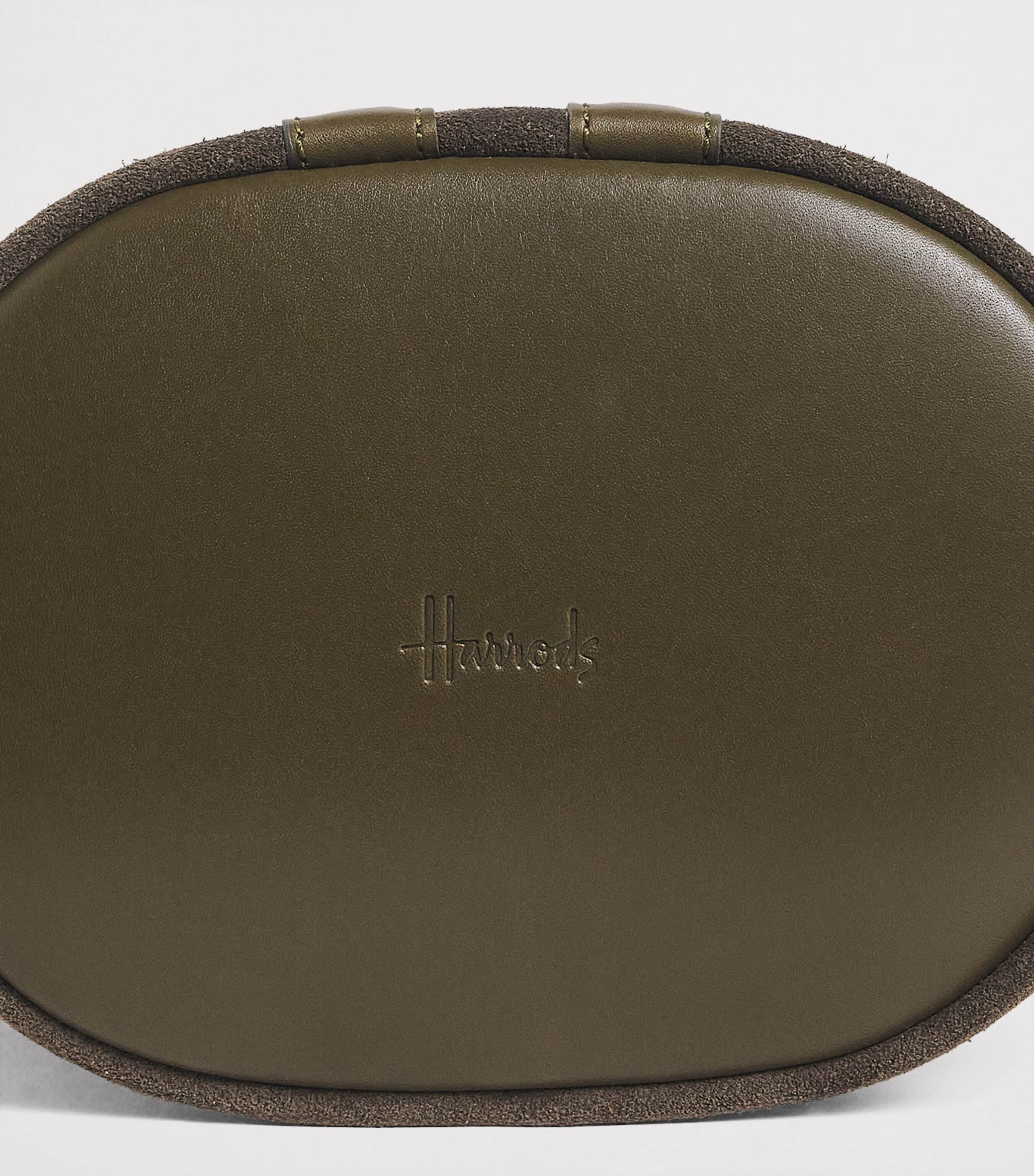 Harrods x Tusting Small Suede H Cross-Body Bag Olive Image 6