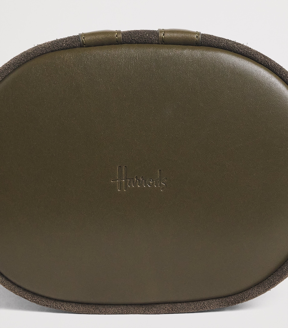 Harrods x Tusting Small Suede H Cross-Body Bag Olive Image 6
