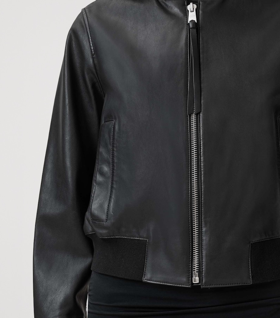 Leather Orten Bomber Jacket BLACK Image 7