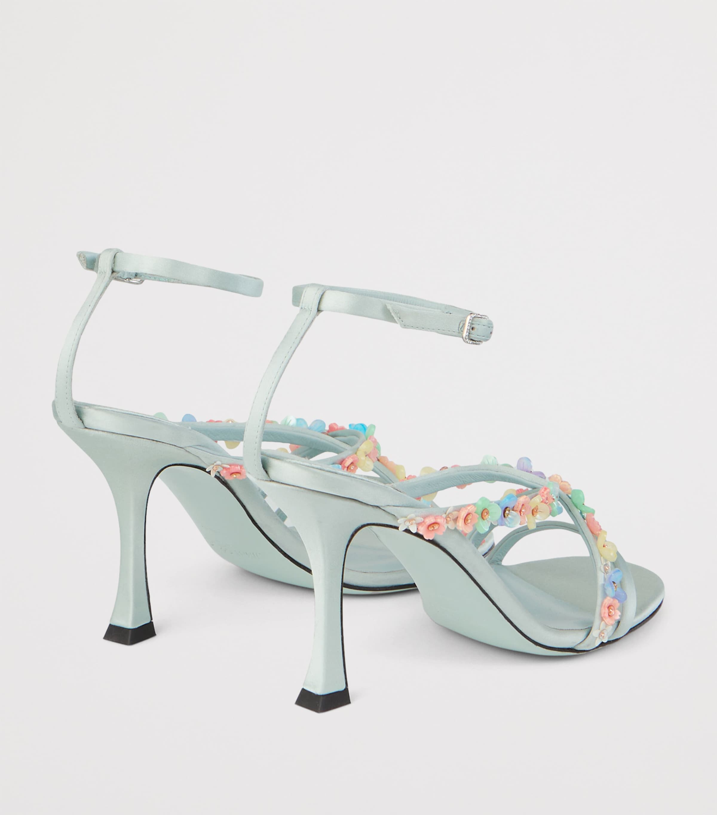 Blanche 90 Satin Heeled Sandals LIGHT VERDE/MULTI Image 4