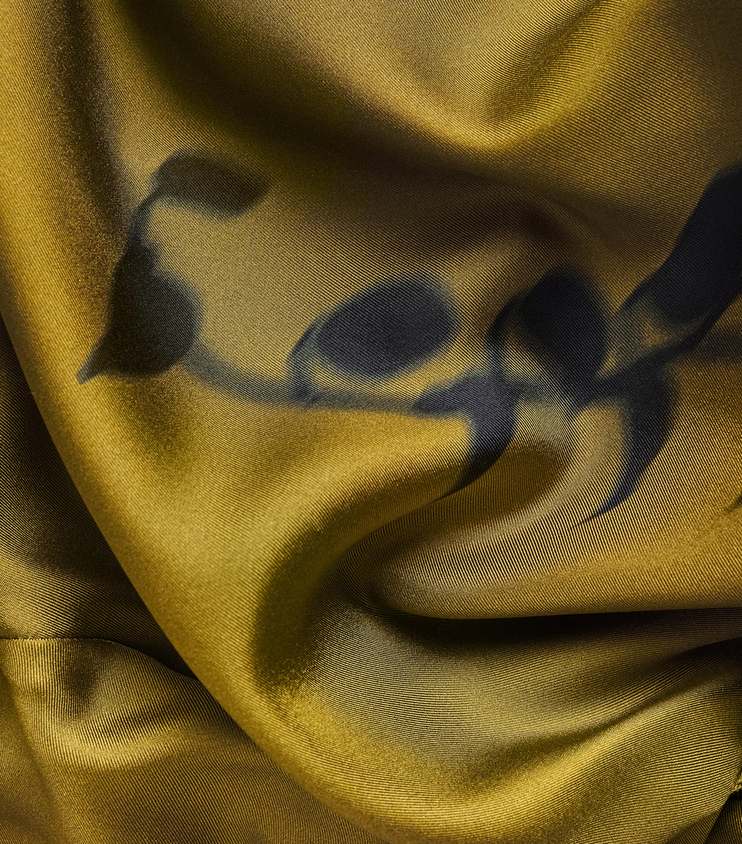 Silk Printed Jadi Midi Shirt Dress 001 OLIVE GREEN Image 5