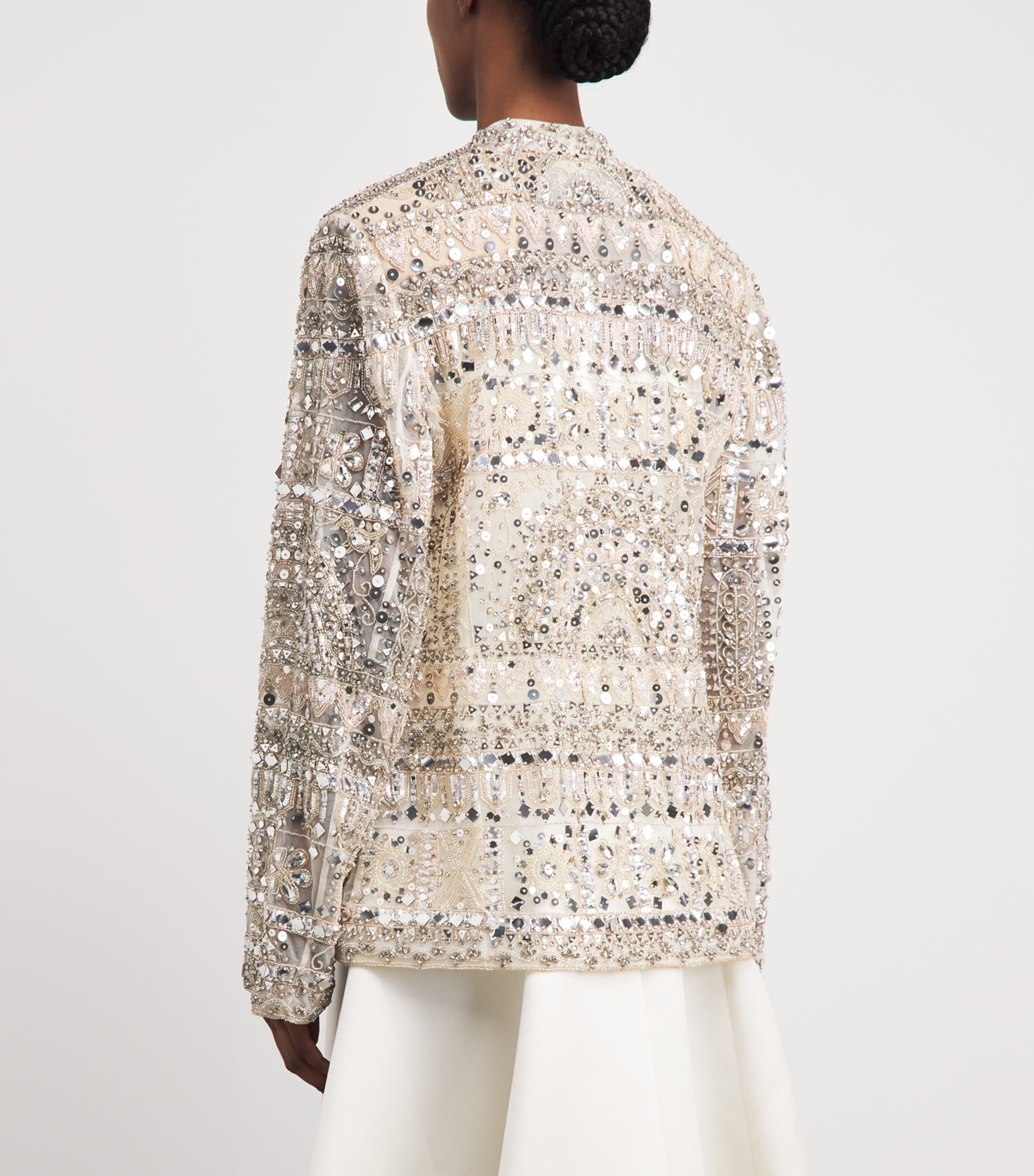 Zuhair Murad Womens Embroidered Sequinned Jacket Birch Image 5
