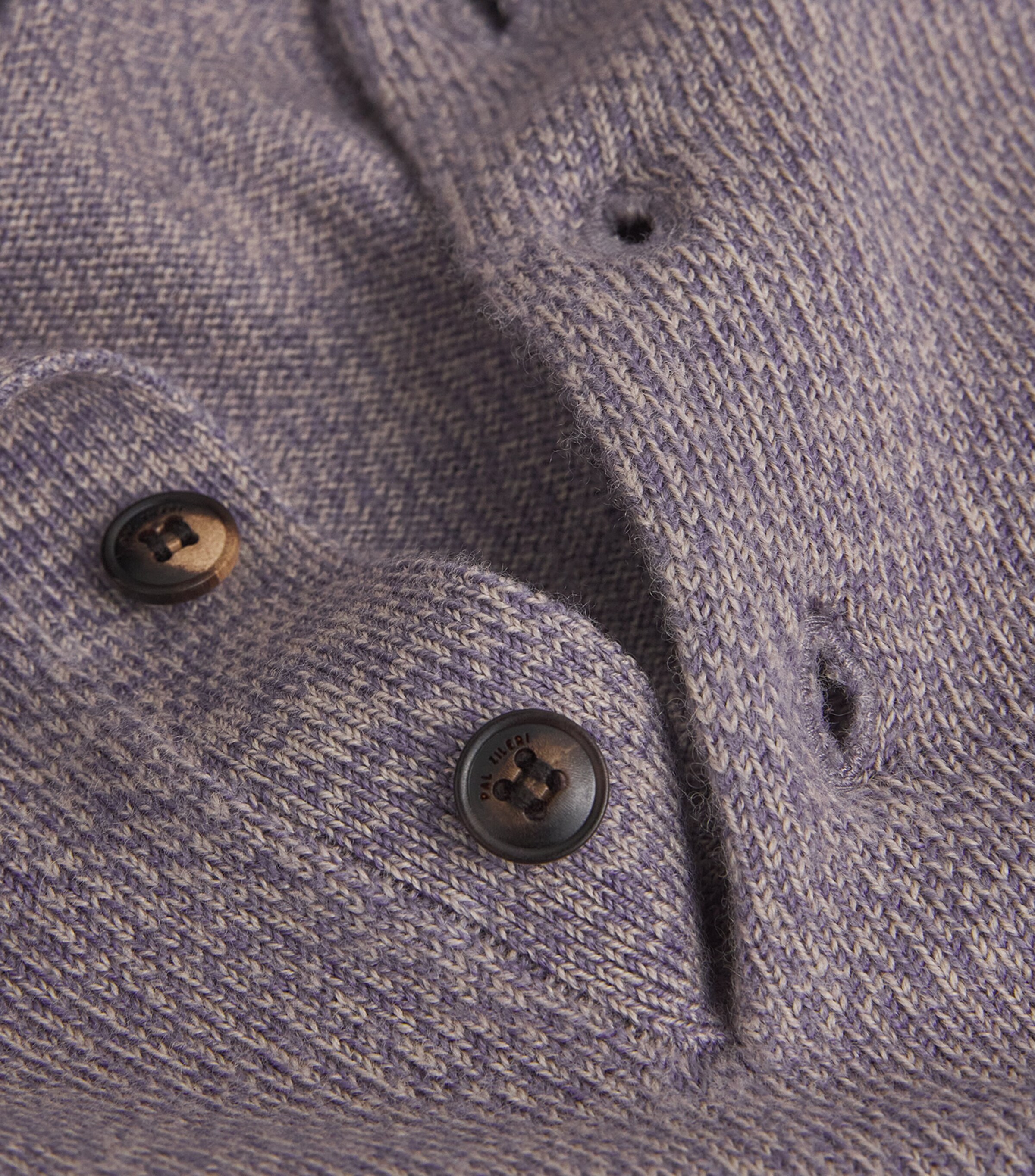 Wool Diamond Cable-Knit Polo Shirt 75 VIOLET Image 5