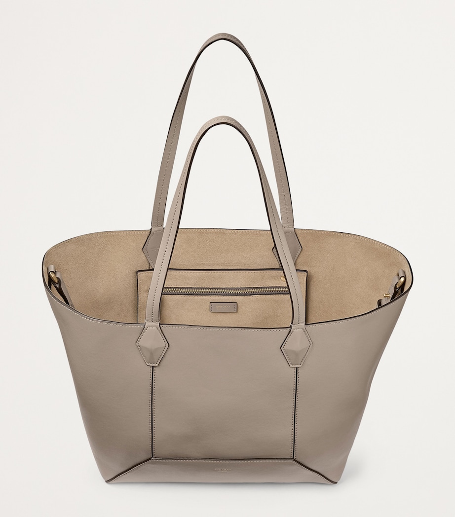 Diamond Medium Leather Tote Bag TAUPE/TAUPE Image 4