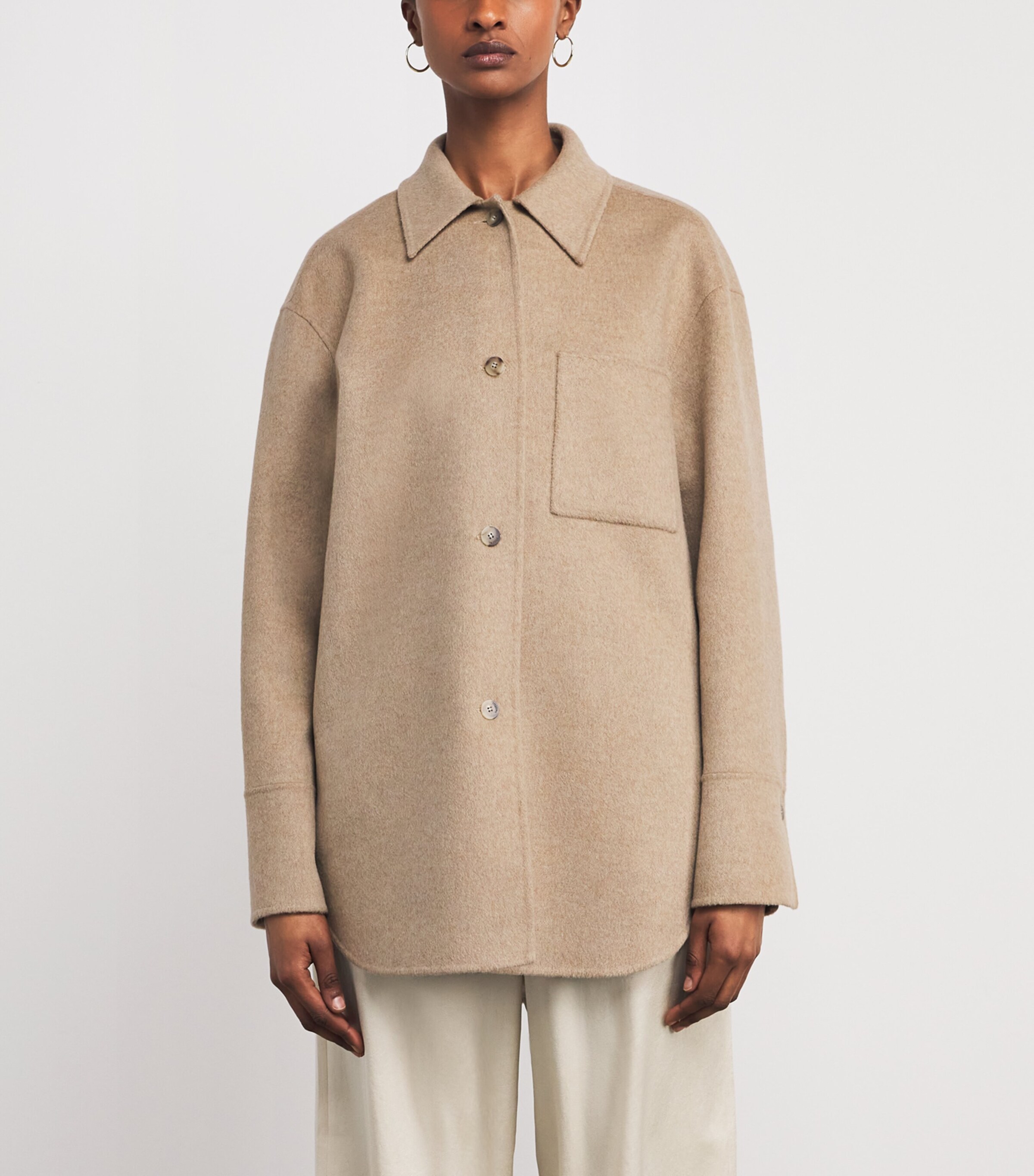 Joseph Womens Wool-Cashmere Wada Overshirt Powder Melange Image 3