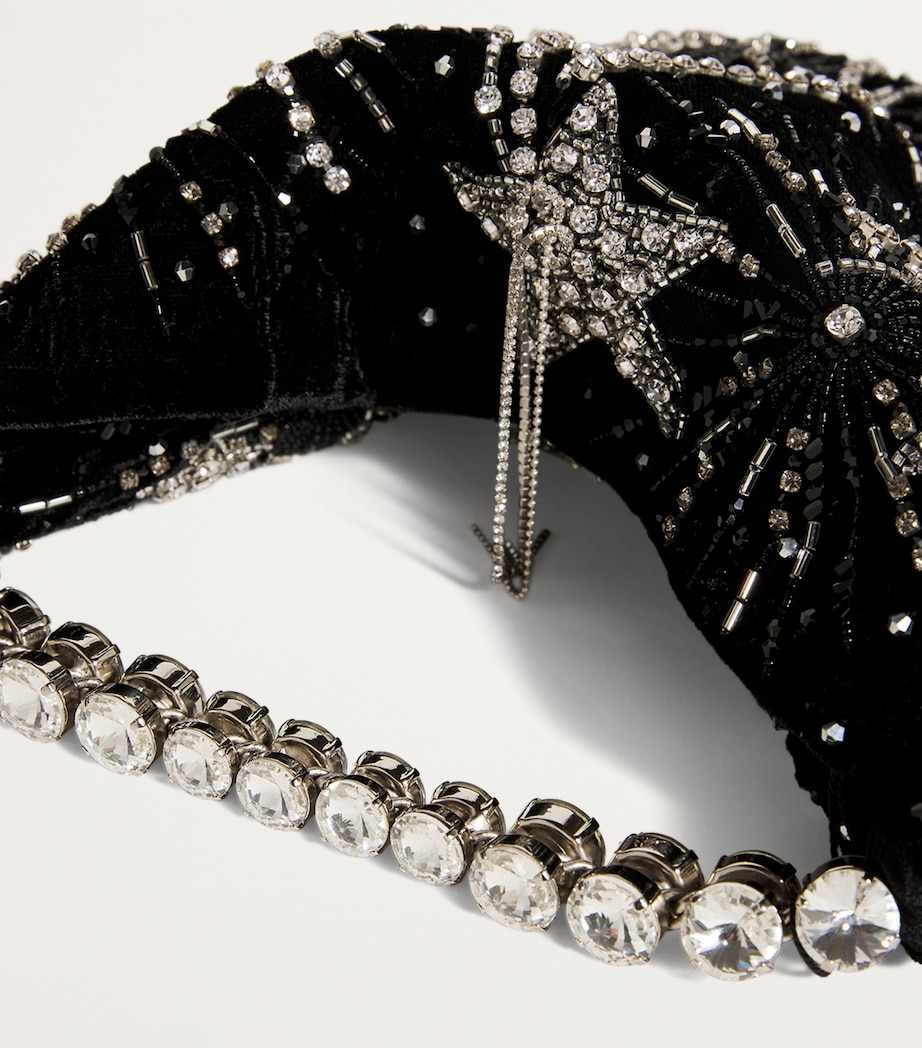 L'Alingi Mini Velvet Jewelled Clutch Bag Midnight Image 6
