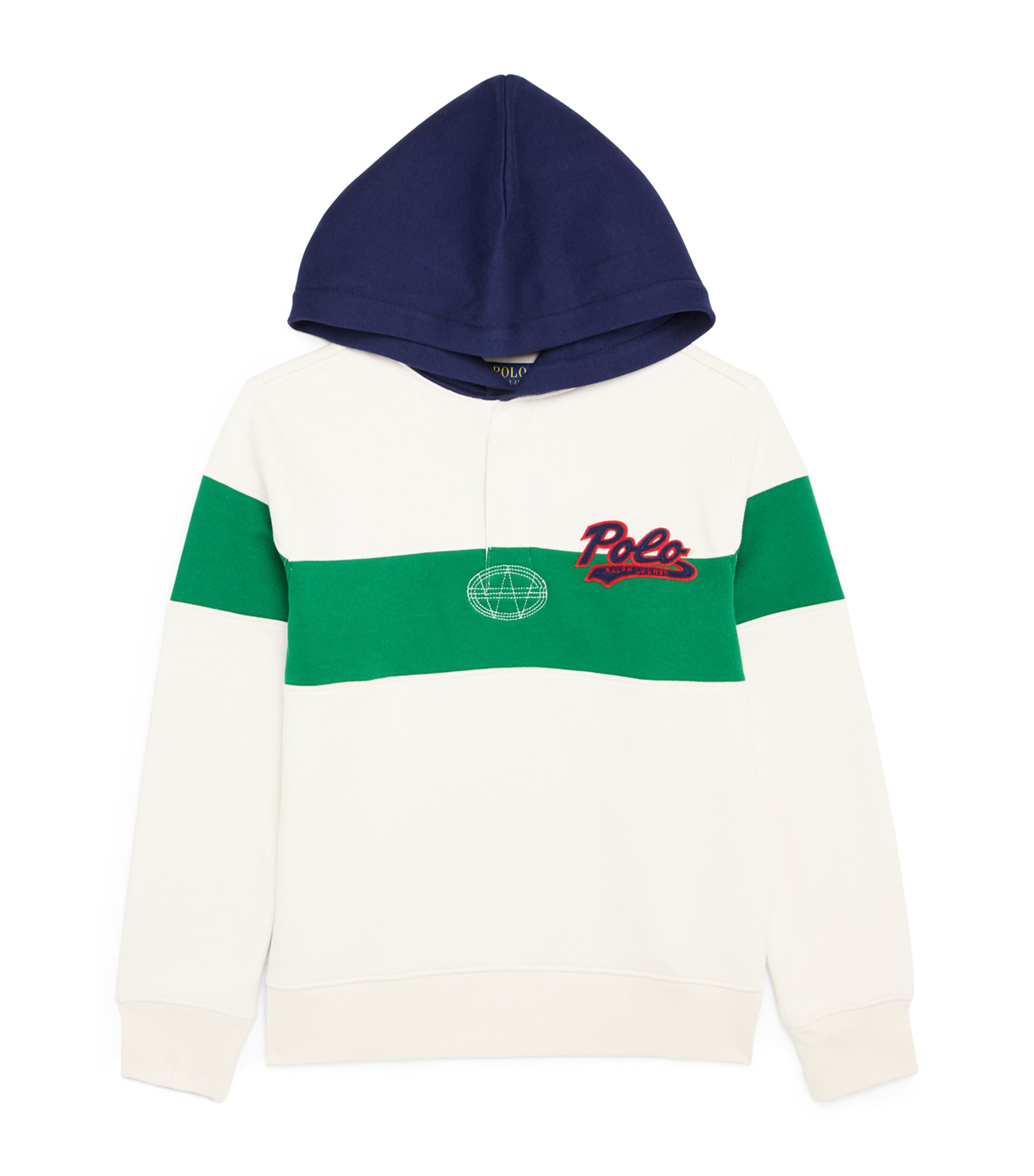 Ralph Lauren Kids Cotton-Blend Rugby Hoodie (6-14 Years) White Mu Image 1