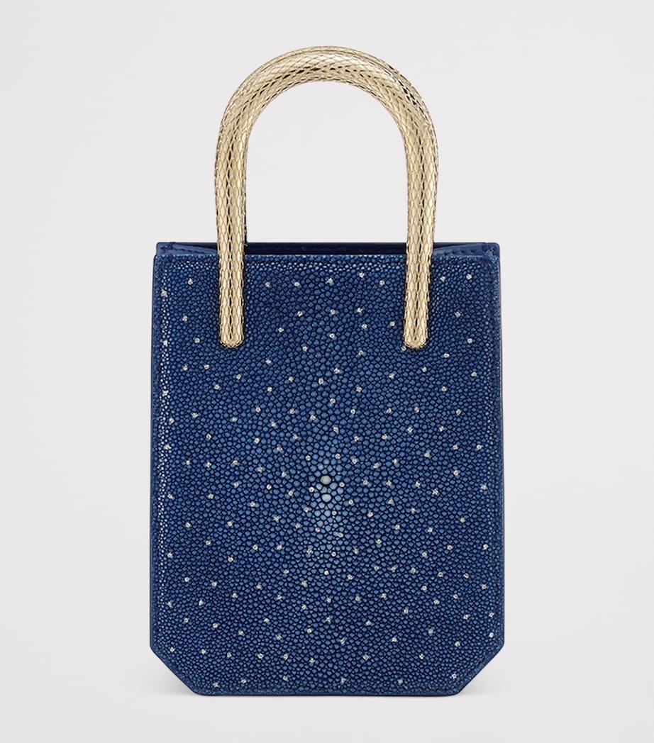 Mini Galuchat Leather Serpentine Tote Bag BLUE Image 2