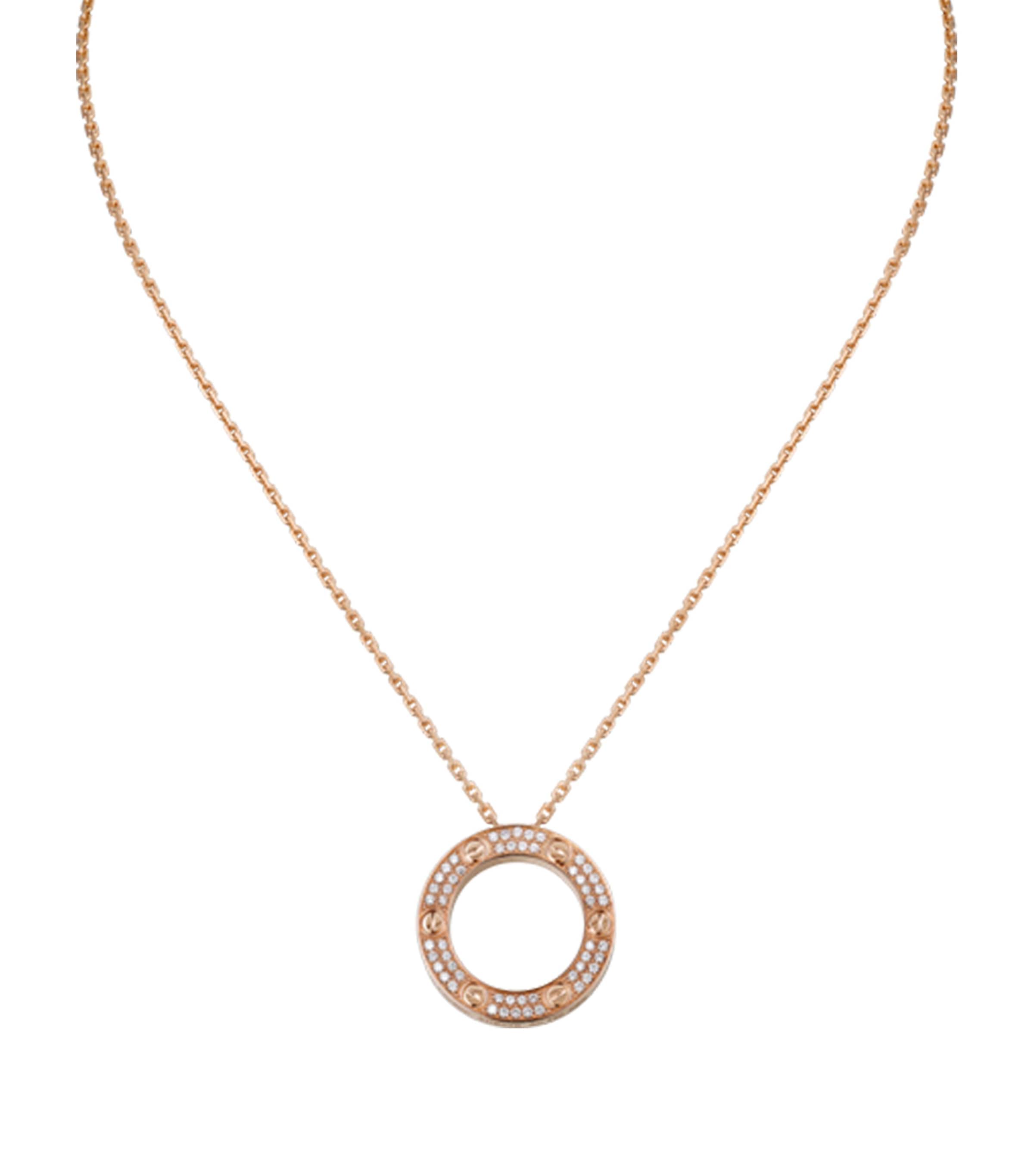 Rose Gold and Diamond LOVE Necklace ROSE GOLD Image 1