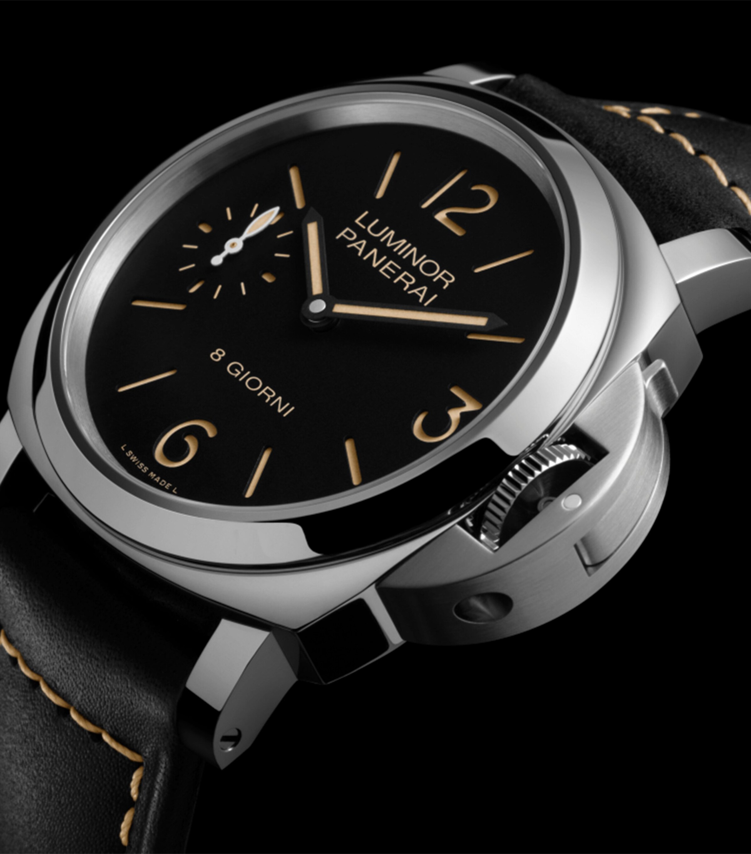 Panerai Stainless Steel Luminor 8 Giorni Watch 44mm Black Image 5