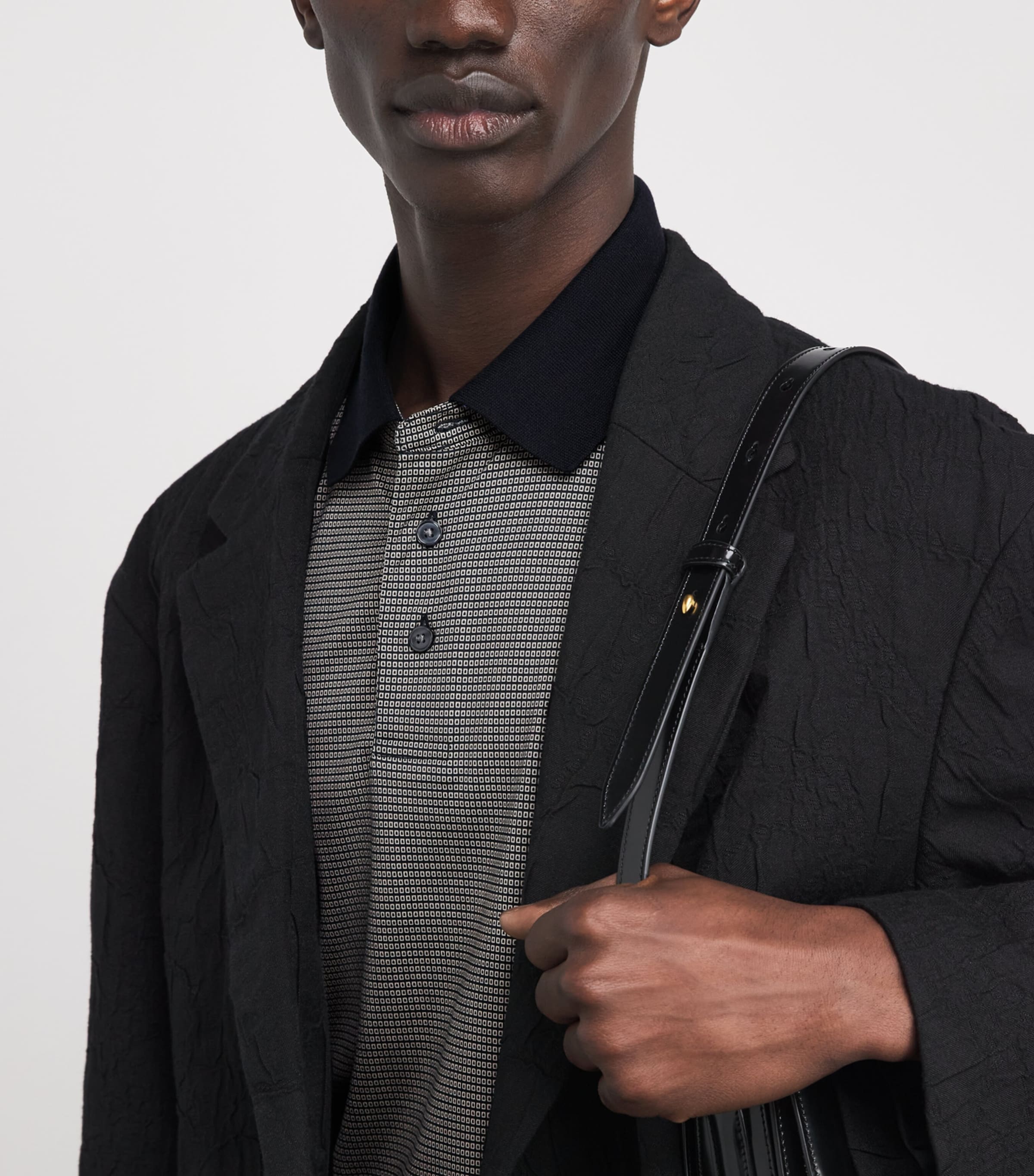 Lyocell-Cotton Micro-Print Polo Shirt F1158 Image 6