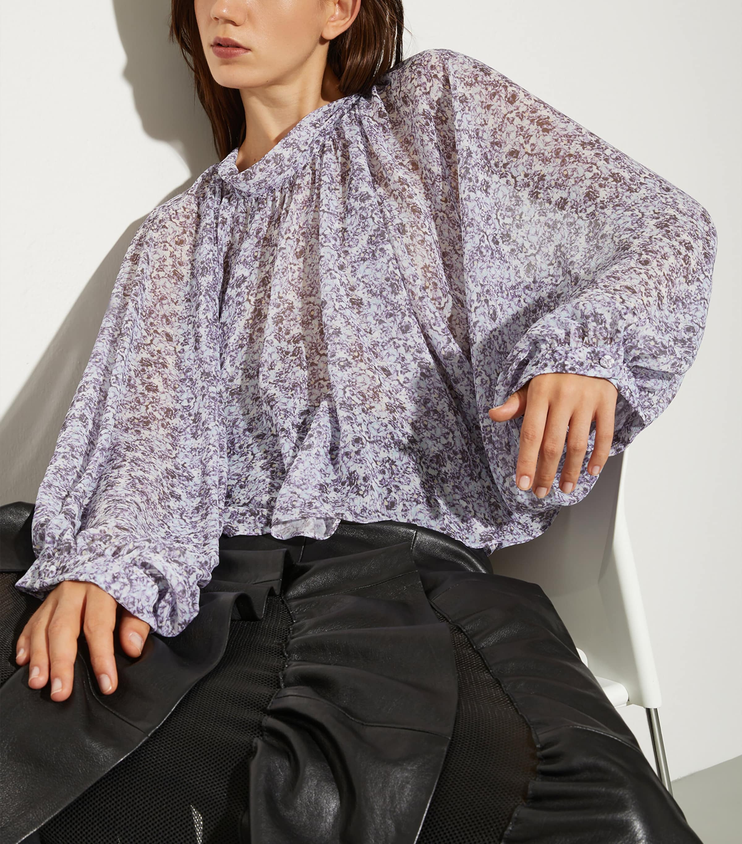 MAX&Co. Womens Crepe Printed Blouse Aubergine Image 4