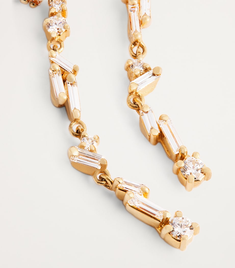 Yellow Gold and Diamond Classic Firework Sparkler Drop Earrings 18K YG/WD Image 6