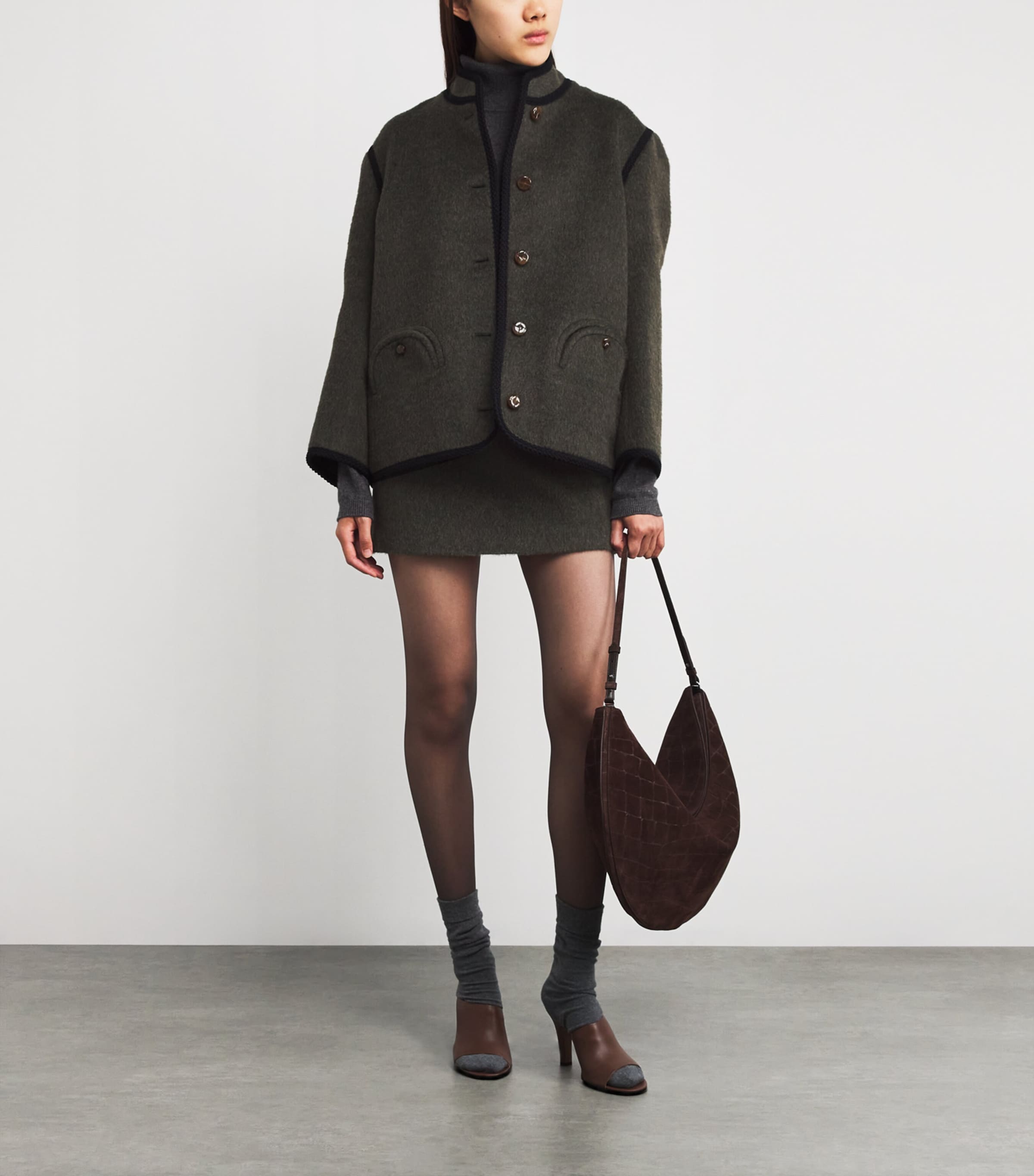 Mohair-Wool-Blend Coci Mini Skirt V005 DARK GREEN Image 2