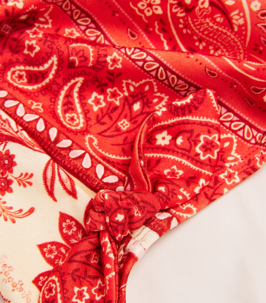 Printed Tie Front Lucky Swimsuit (2-12 Years) RED BANDANA Image 3