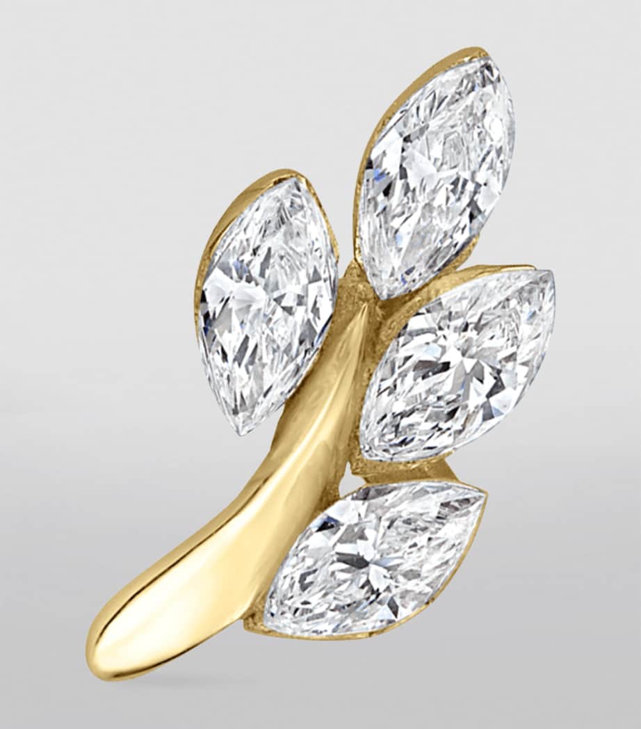 Diamond Vine Threaded Stud Earring (Direction B 8mm) YELLOW GOLD Image 4
