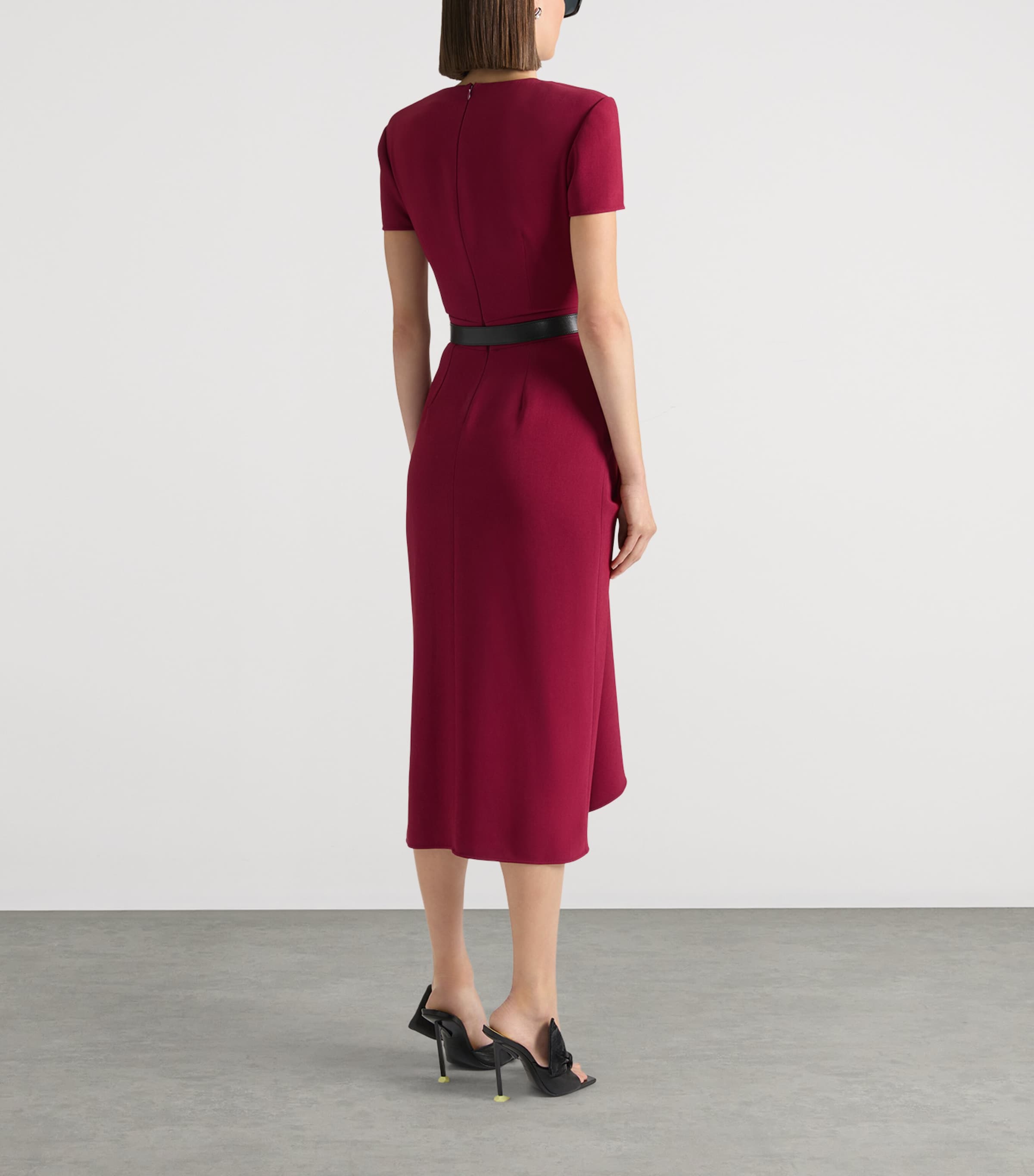 Givenchy Womens Gathered Pencil Midi Dress Red Cherry Image 3
