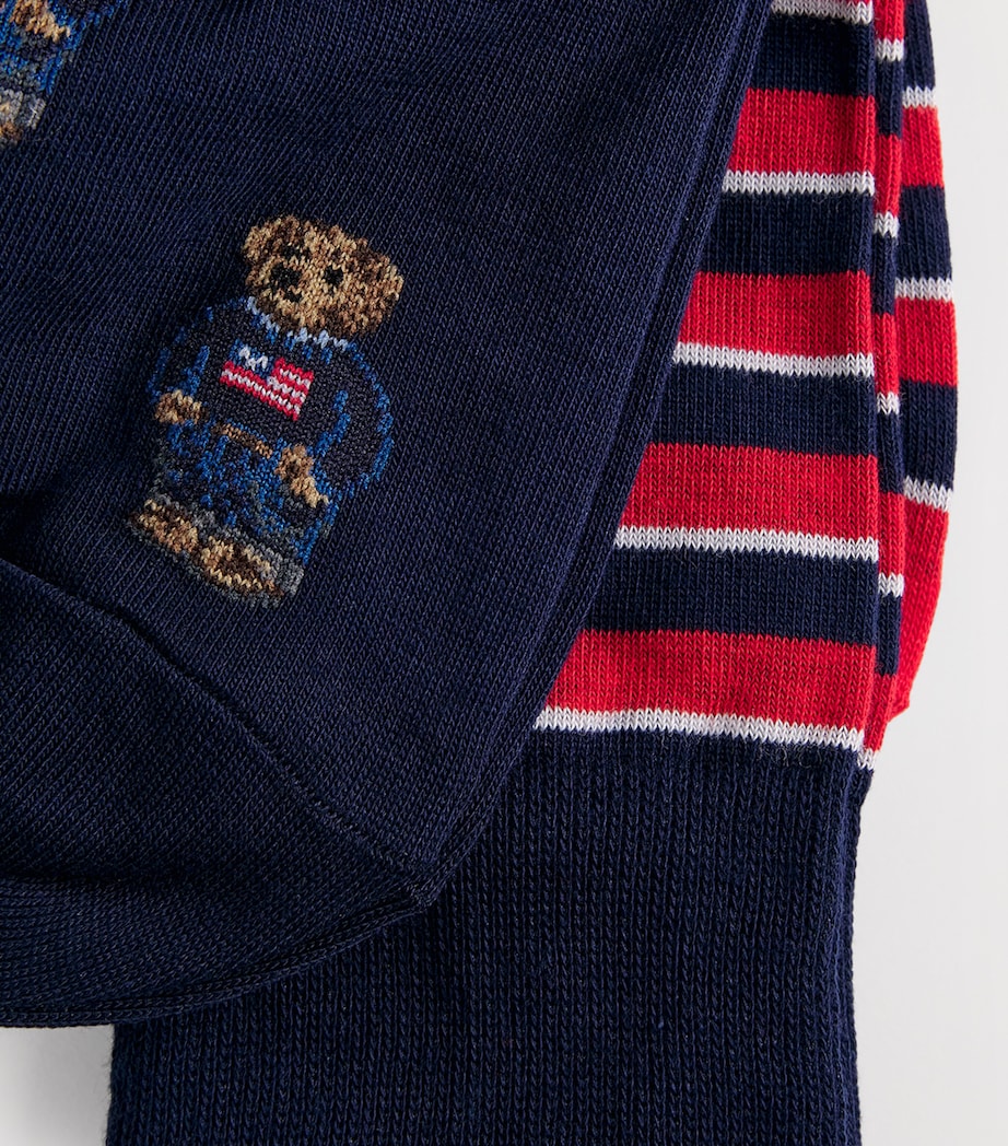 Polo Ralph Lauren Mens Polo Bear and Stripe Socks (Pack of 2) Nvast Image 2