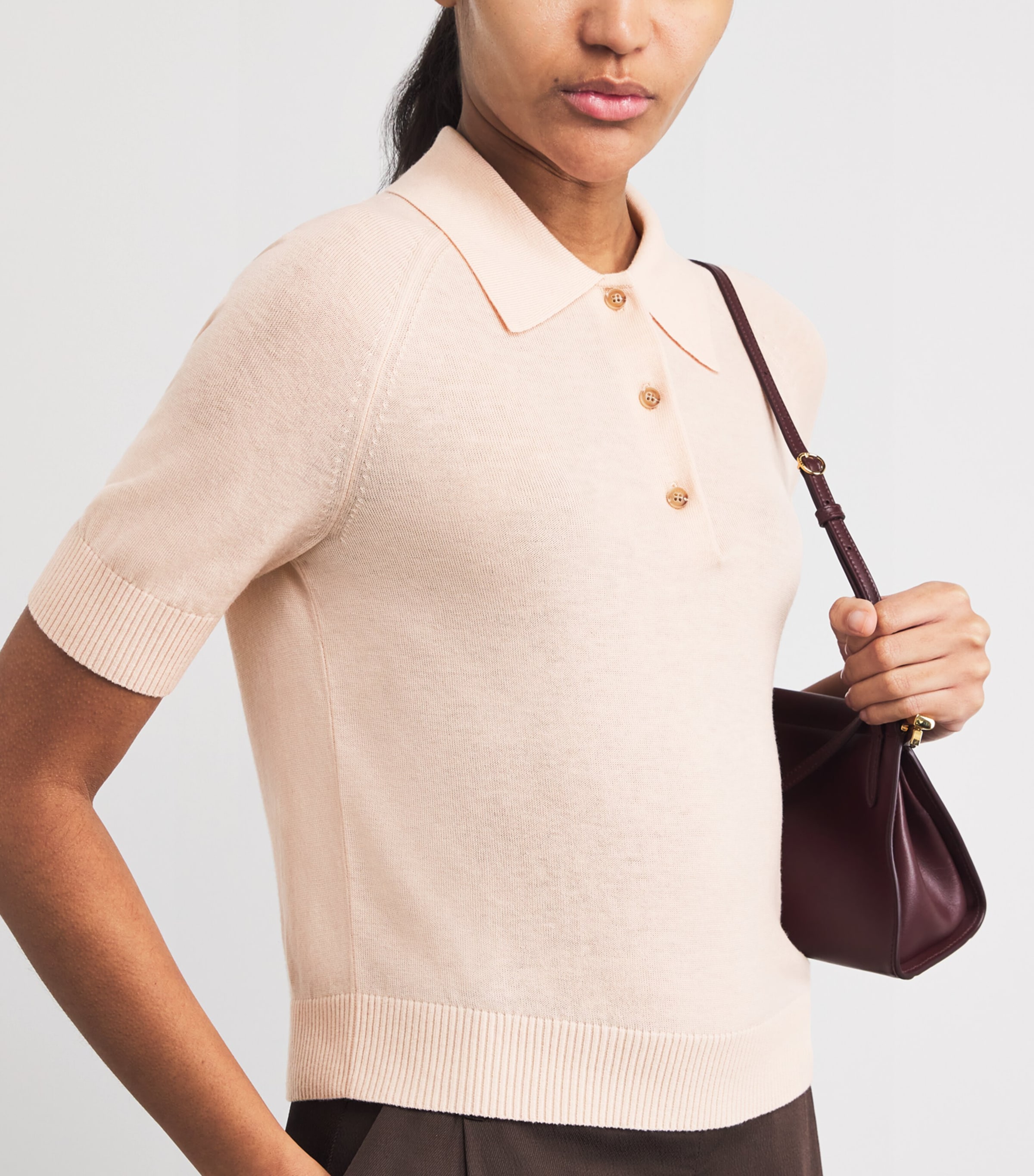 Merino Wool Polo Sweater 9443 PALE ROSE Image 6