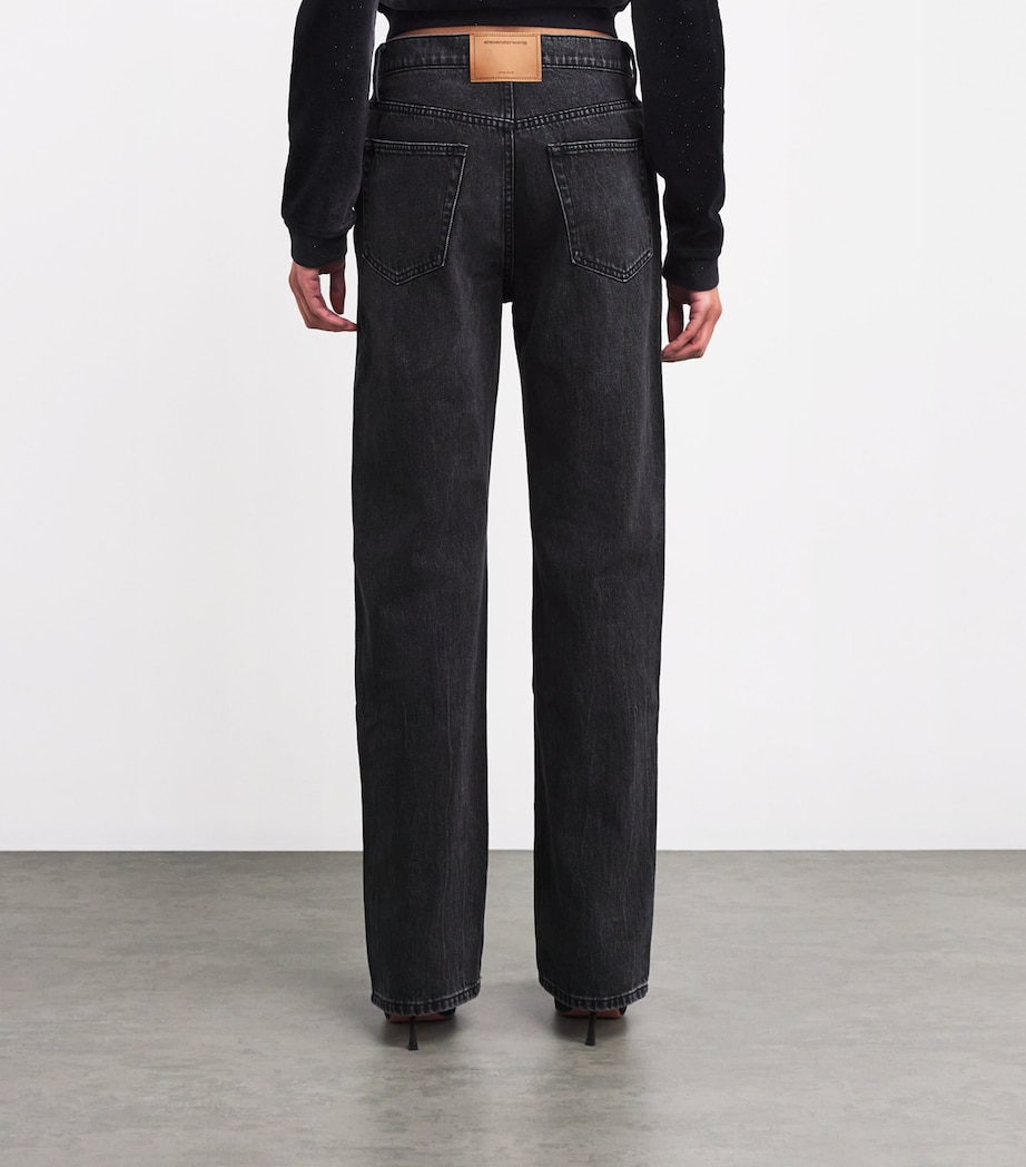 Alexander Wang Womens Cut-Out Logo Relaxed Jeans Grey Aged Image 4