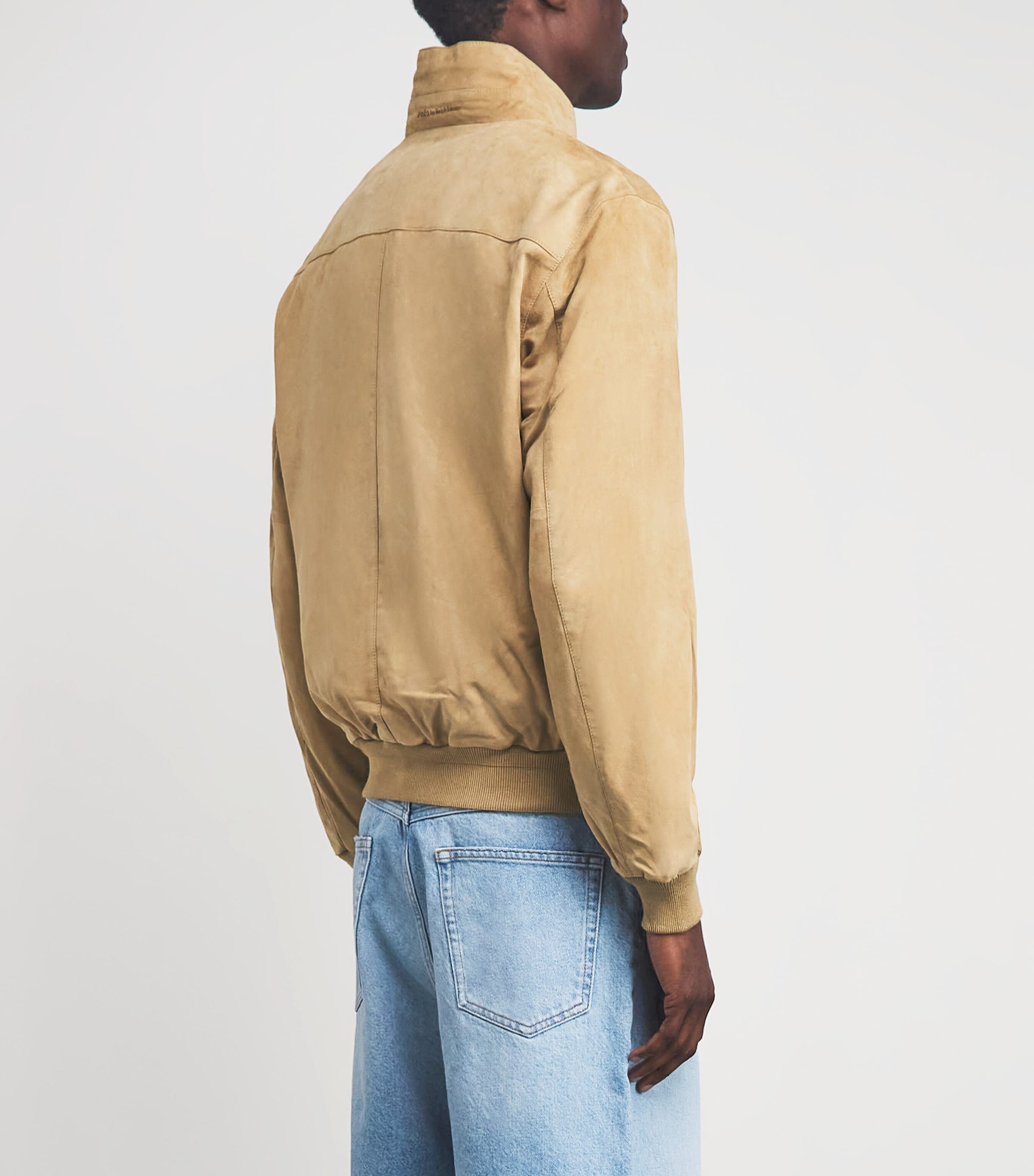 Polo Ralph Lauren Mens Goat Suede Charleton Bomber Jacket Cafe Tan Suede Image 5