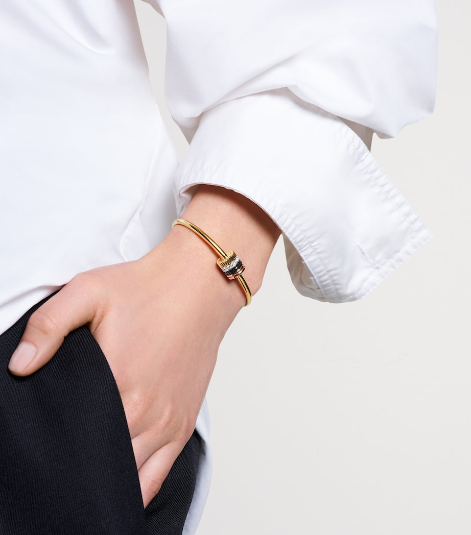 Large Mixed Gold and Diamond Quatre Classique Bracelet YELLOW GOLD Image 2