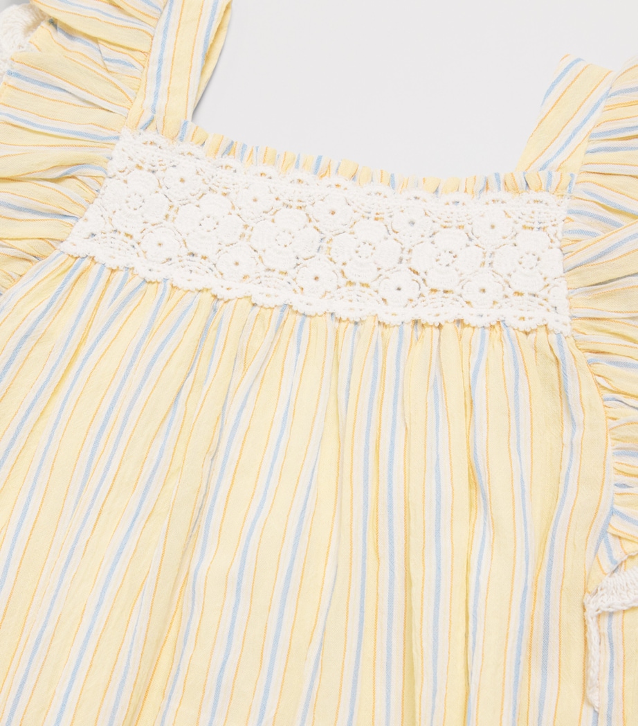 Louise Misha Cotton Martine Dress (3-10 Years) Yellow Sunny Stripes Image 3