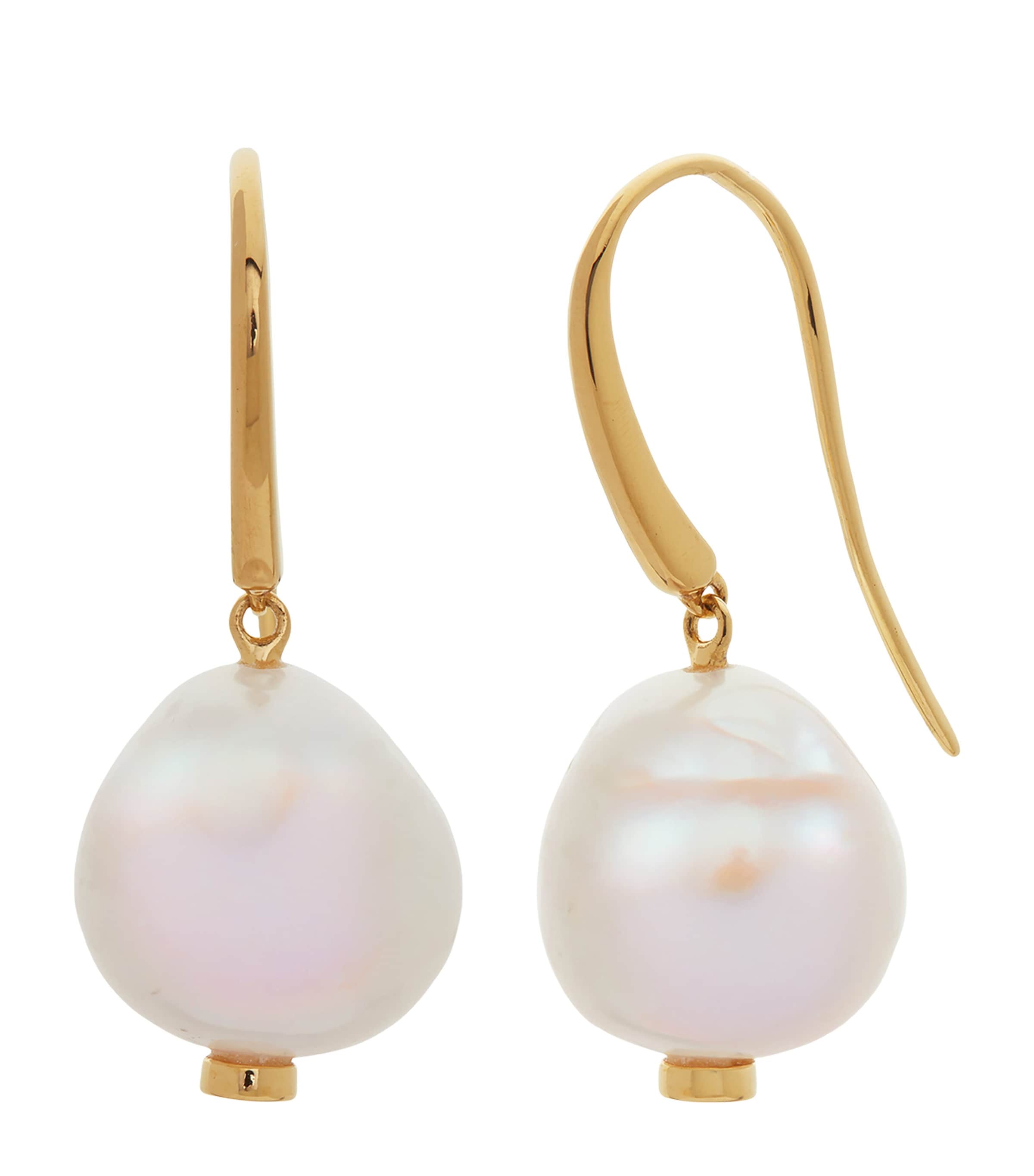 Monica Vinader Gold Vermeil And Keshi Pearl Nura Earrings In White