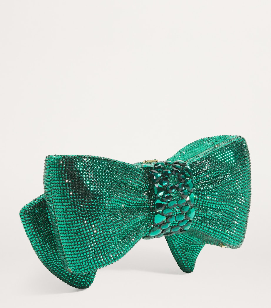 x Harrods EXCLUSIVE Embellished Just For You Bow Clutch Bag CEMER CHMPGN EMRLD Image 3