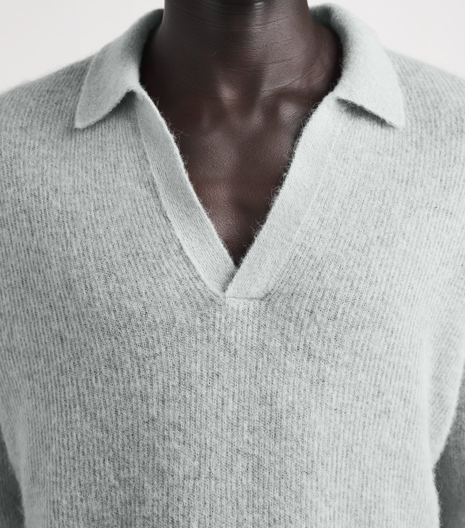 Auralee Mens Alpaca-Blend Skipper Polo Sweater Dusty Mint Image 3