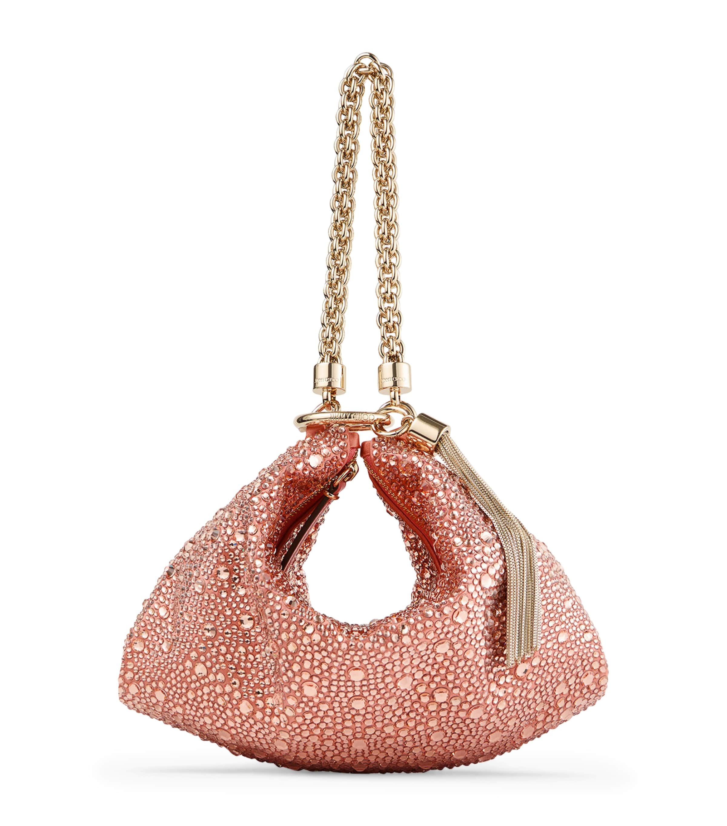 Jimmy Choo Callie Satin Embellished Clutch Bag Grapefruit/light Gol Image 1