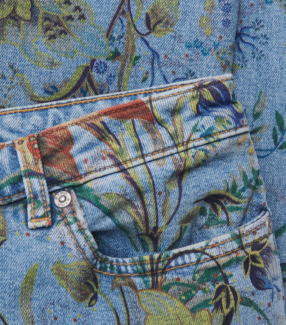 Etro Womens Floral Flare Jeans Prnt/pl Blu Bs Image 6