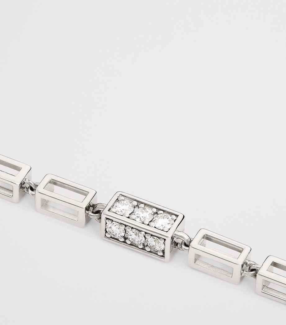 Suzanne Kalan White Gold and Diamond Large Block Chain Bracelet Wg/wd Image 3