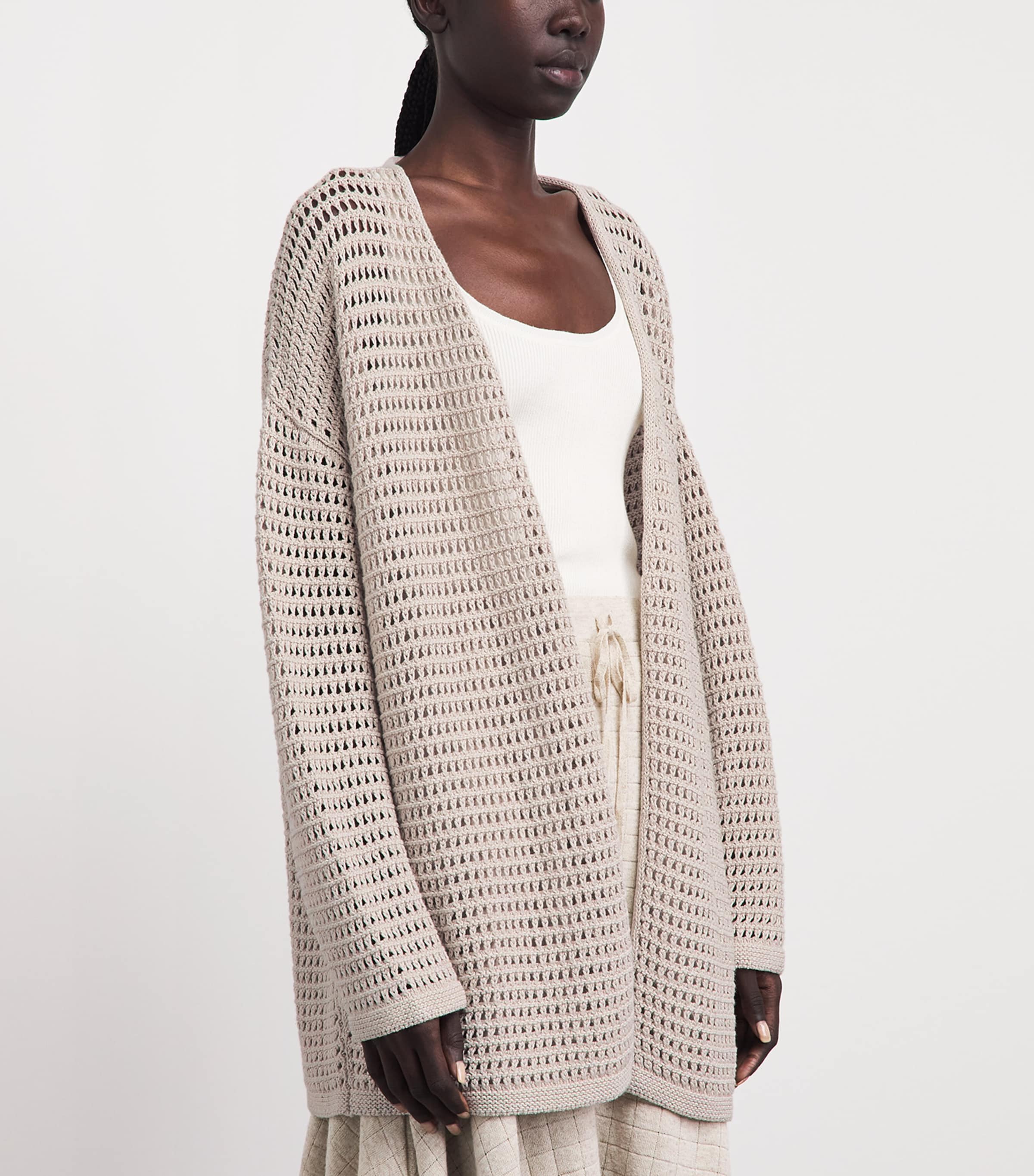 Lauren Manoogian Womens Net-Stitch Cardigan Flax Image 4