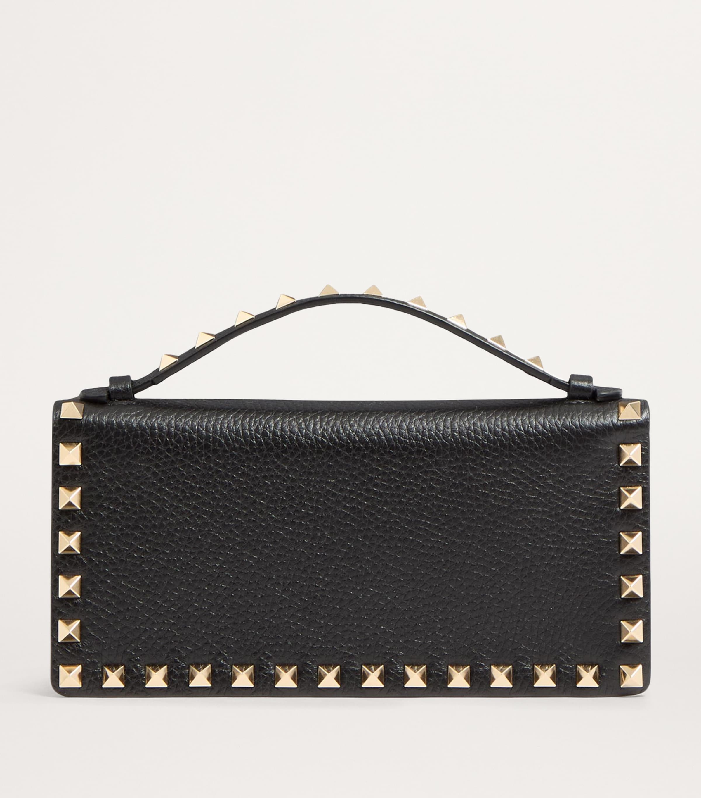 Leather Rockstud Top-Handle Wallet 0NO Image 2