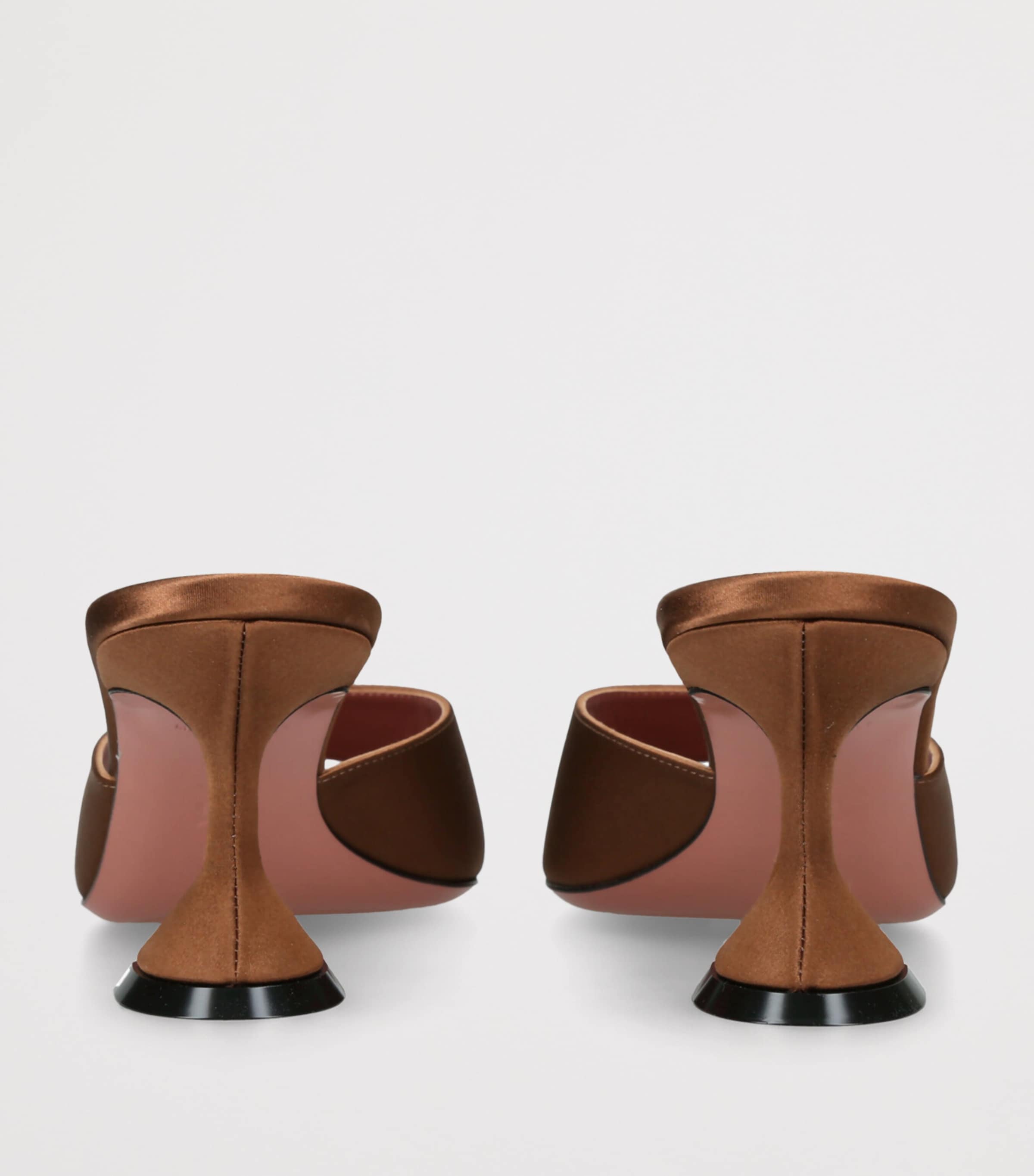 Amina Muaddi Satin Lupita Heeled Mules 70 Brown Image 2