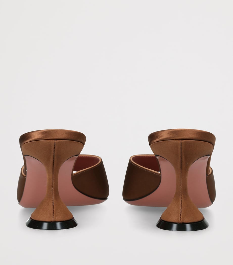 Amina Muaddi Satin Lupita Heeled Mules 70 Brown Image 2