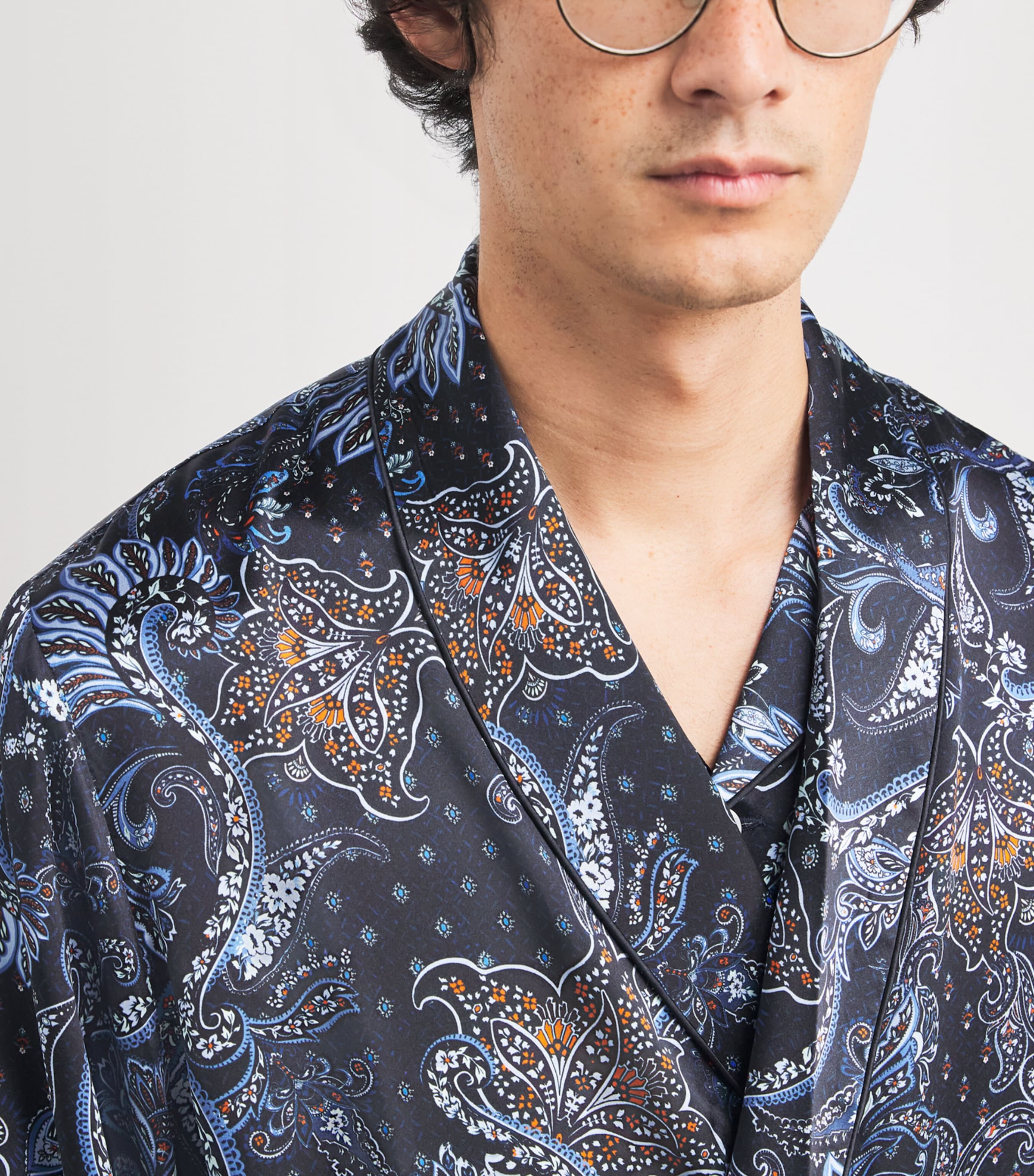 Silk Paisley Print Night Robe MULTI Image 6